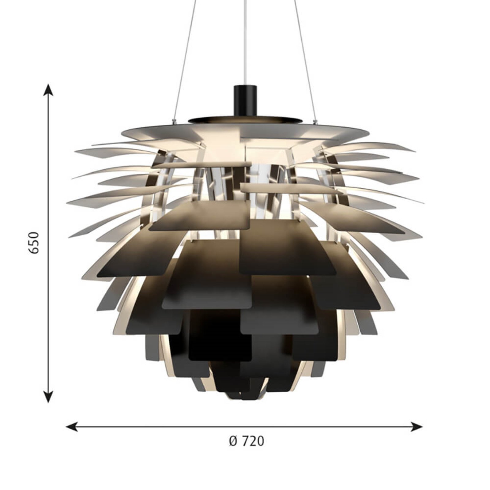 PH Artichoke Závěsné Světlo Ø720 LED-Bluetooth 3000K Black - Louis Poulsen