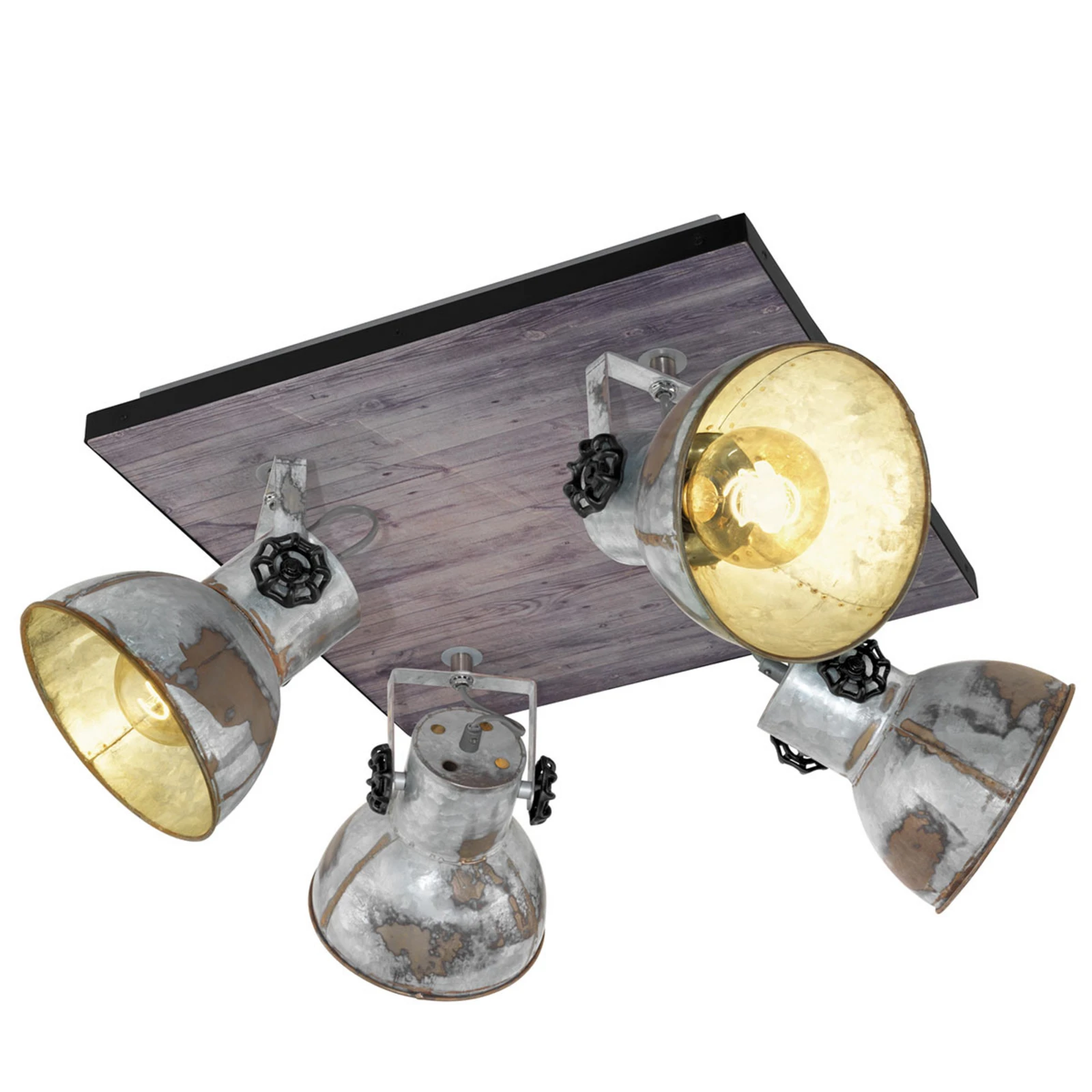 Plafondlamp Barnstaple in industrielook 4-lamps