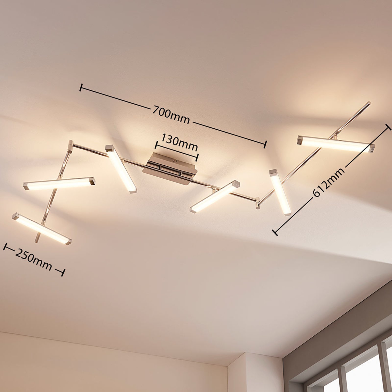 6bodová stropní LED lampa Pilou, stmívatelná