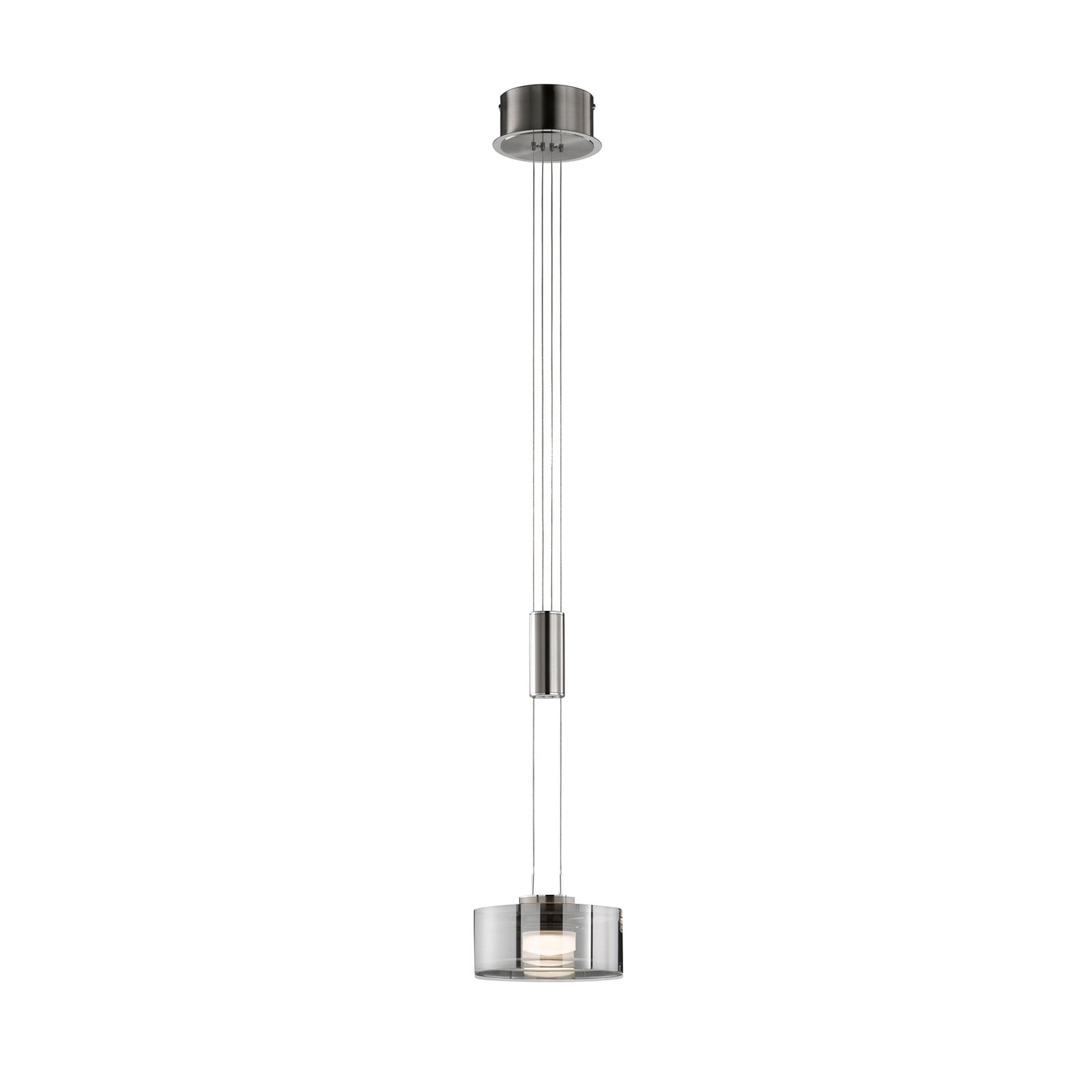 FISCHER & HONSEL Lampă suspendată LED LAVIN nichel/fum Ø 20 cm metal/sticlă dimabilă - Camera de zi / sufragerie - Modern - nichel mat gri fumuriu crom