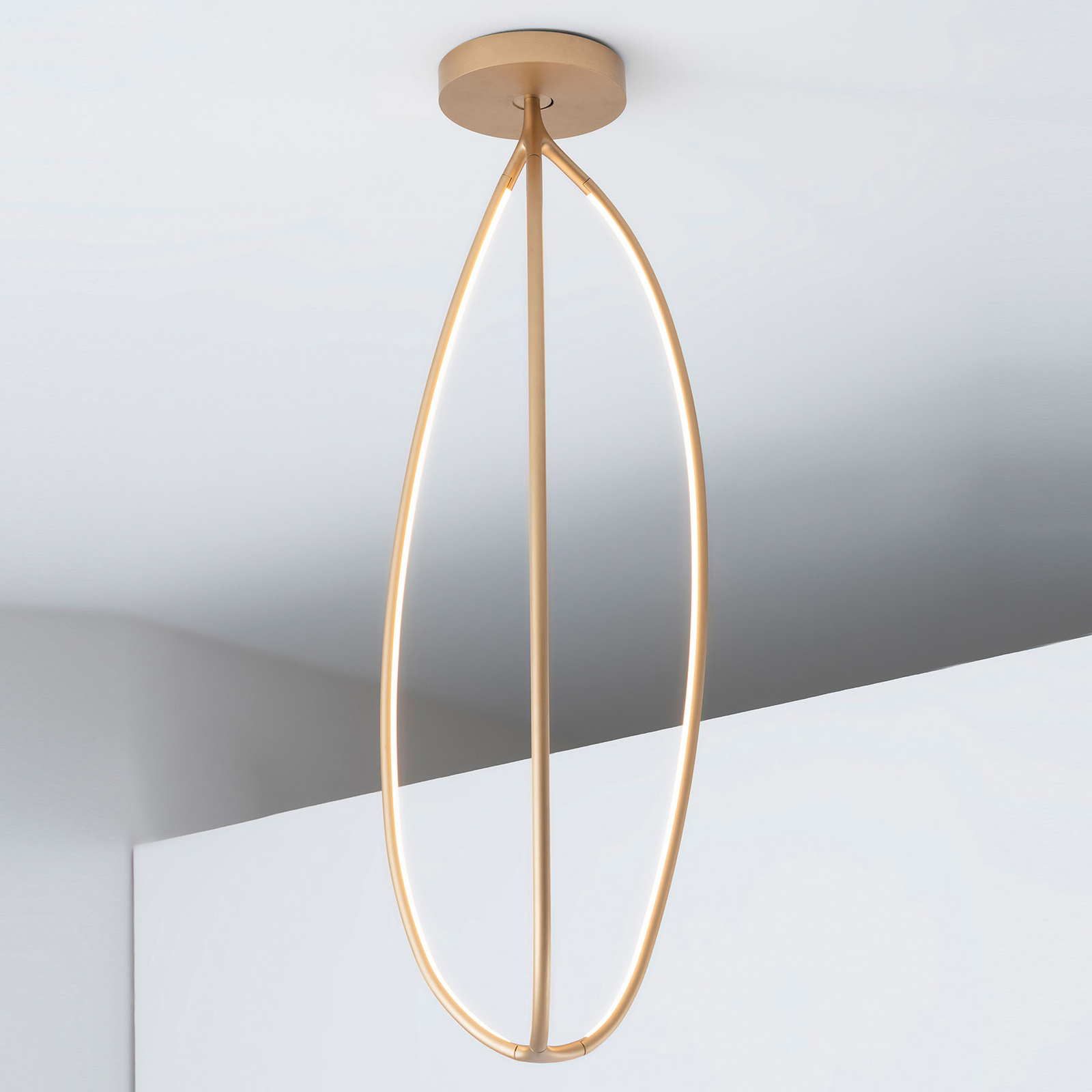Artemide Arrival ceiling lamp, app, brass, 130 cm
