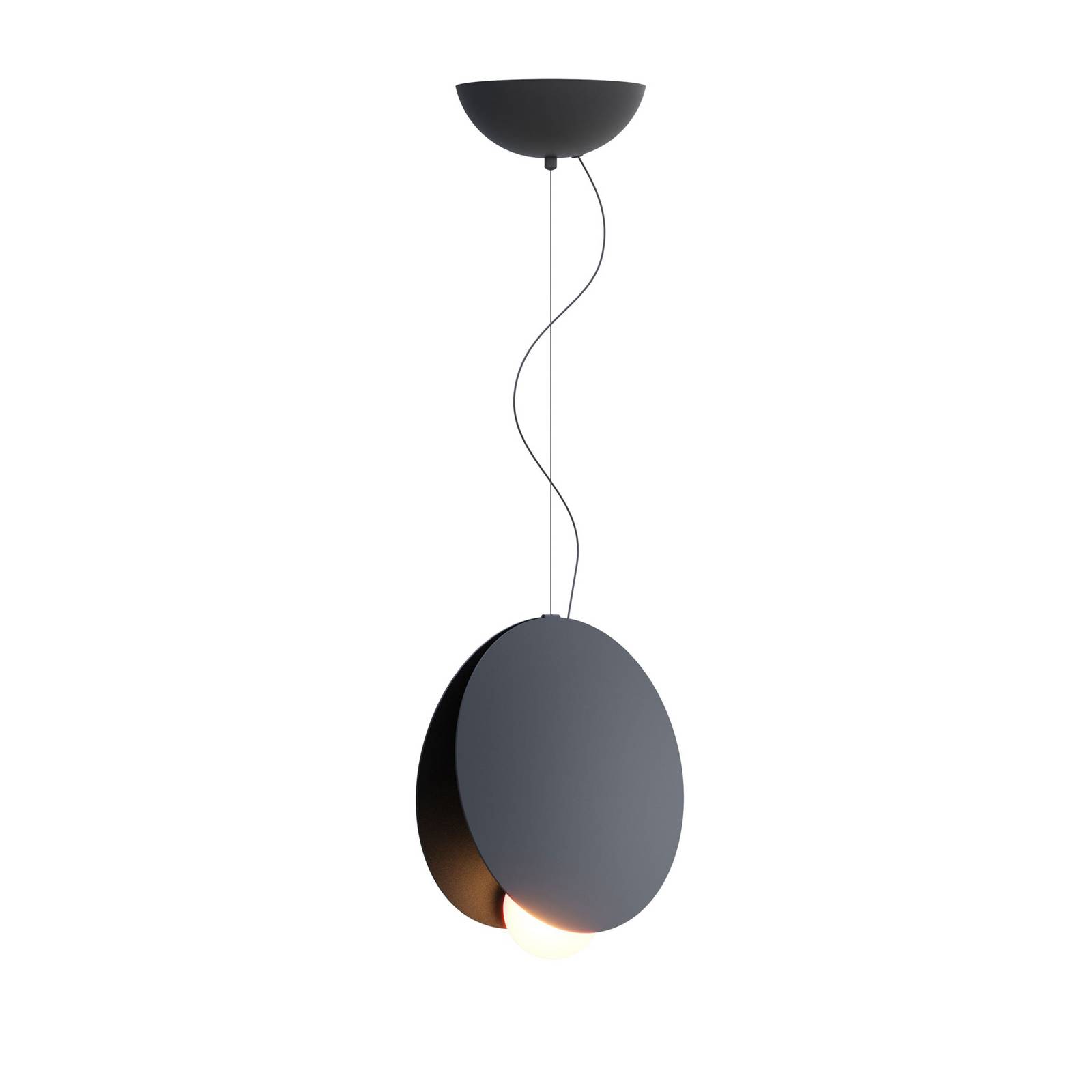 Lampa wisząca Fabbian Akoya, antracyt, Ø30cm, 3000K, ściemniana 1-10V