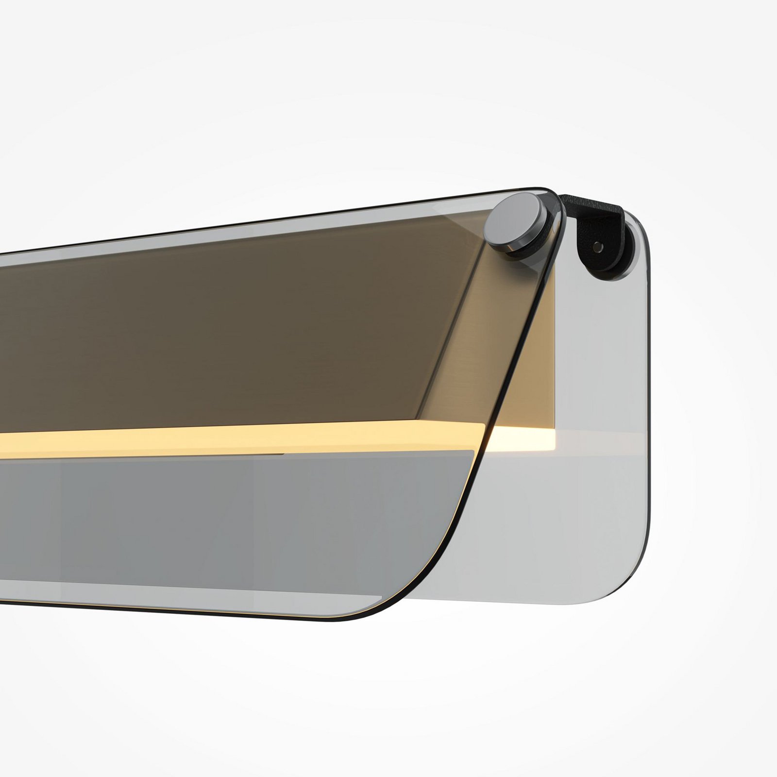 LED-vegglampe FLAT, grå/messing, bredde 43 cm, glass/metall