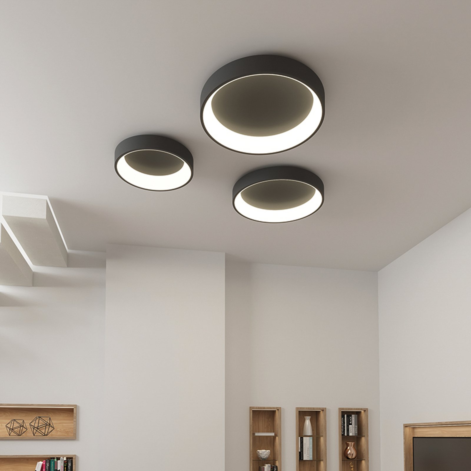 LED ceiling light Dilga, Ø 60 cm, Casambi, 48 W, black