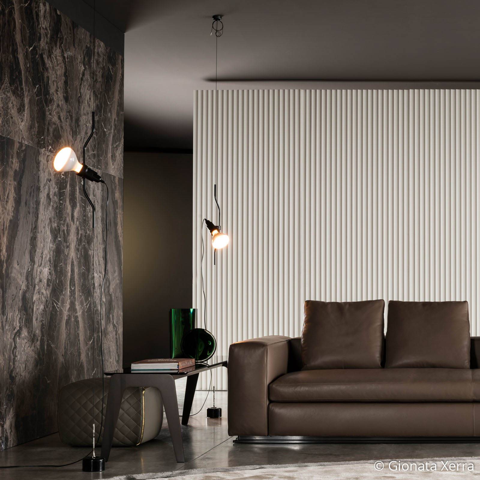FLOS Parentesi - stojąca lampa wisząca, czarna