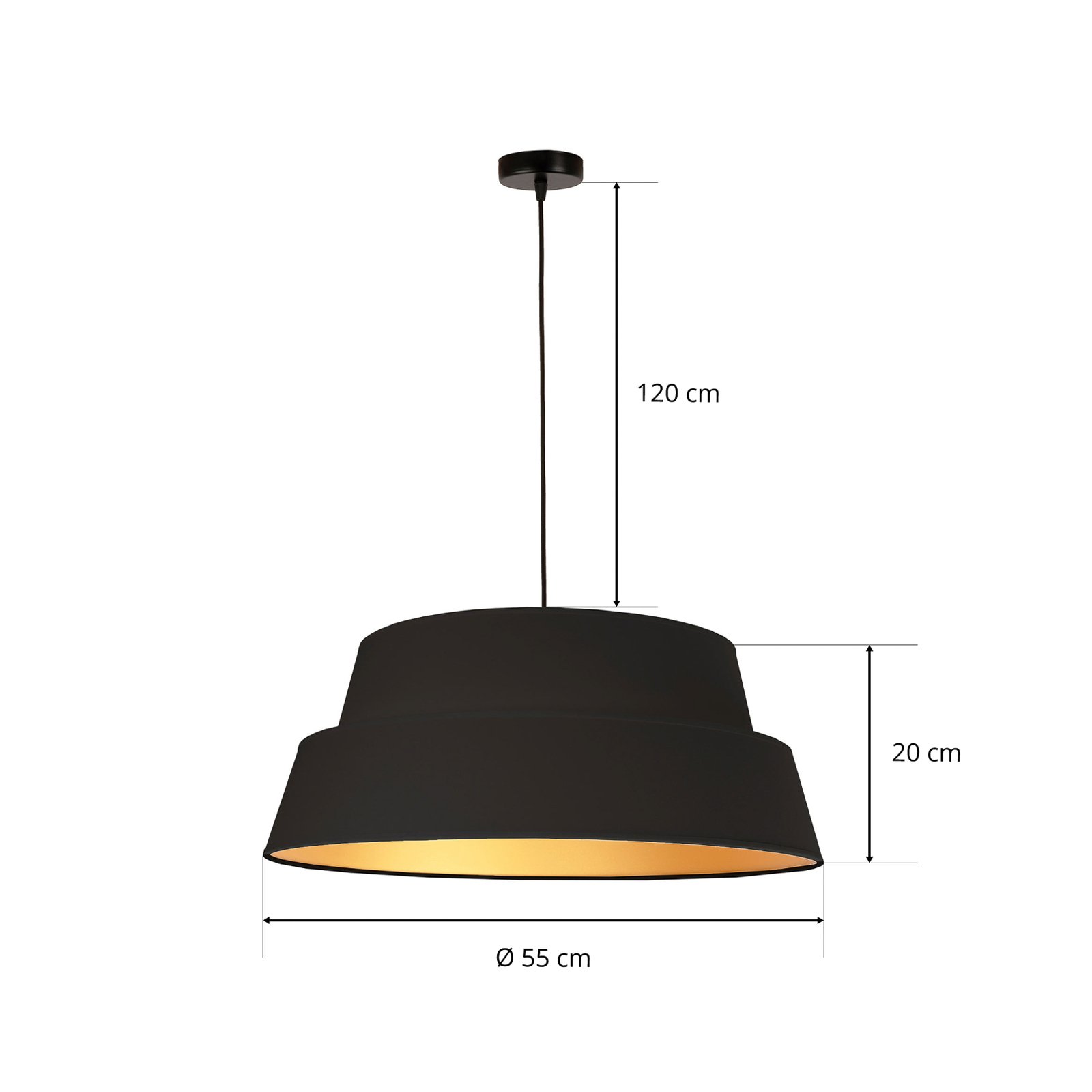 Galaxy hanglamp, gouden Innes, zwarte buitenkant