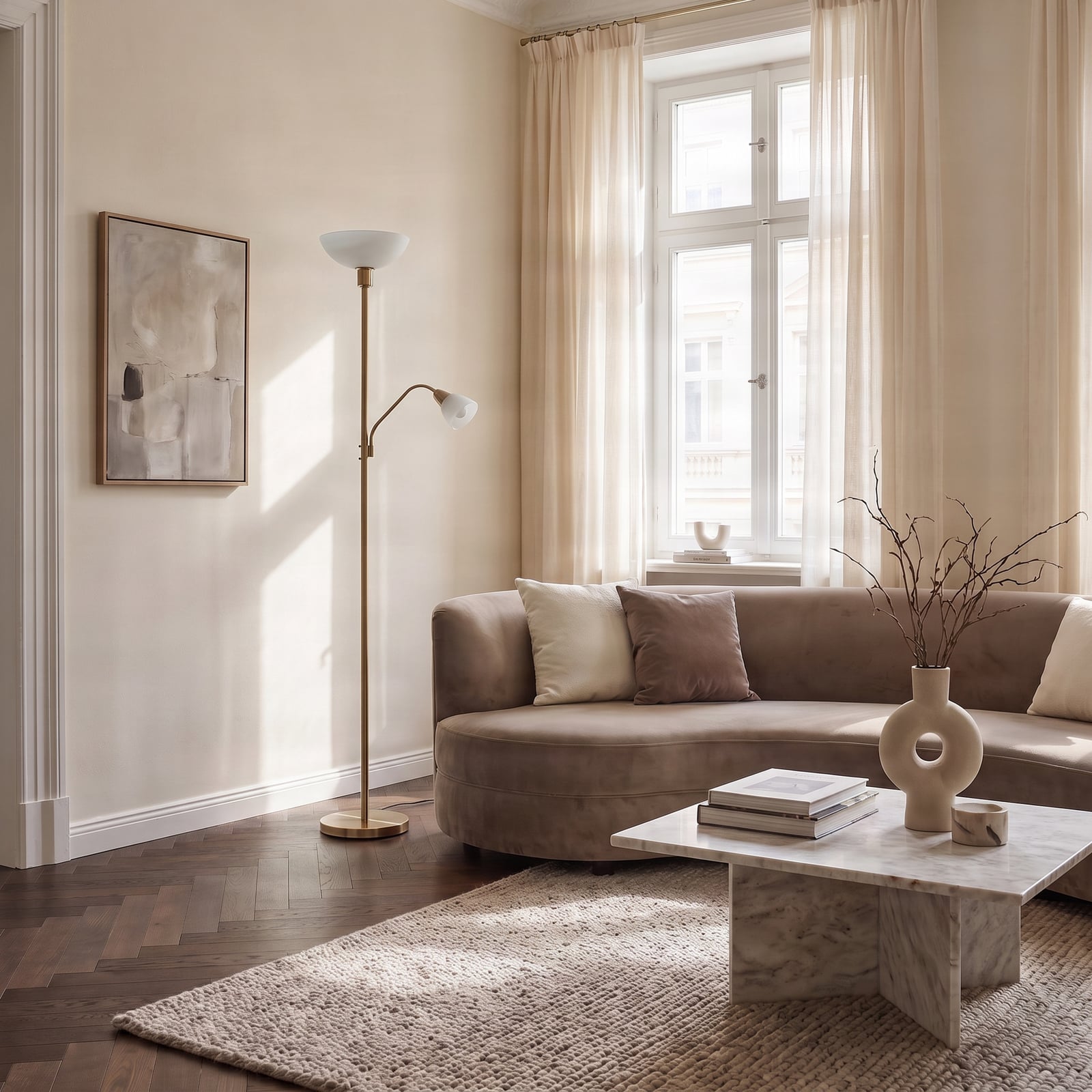 Lindby Jost stropna lampa, 180 cm, mesing, lampa za čitanje, E27