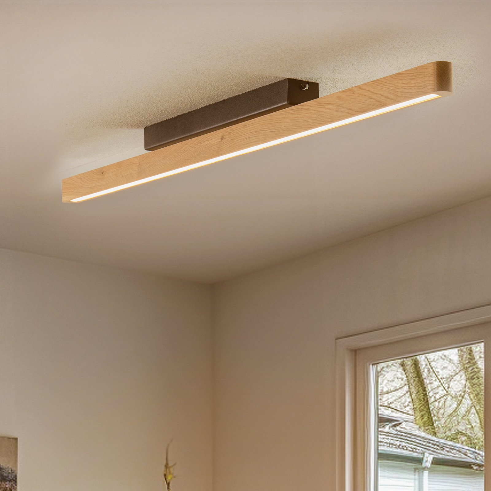 Envostar Lineo LED ceiling light, light oak