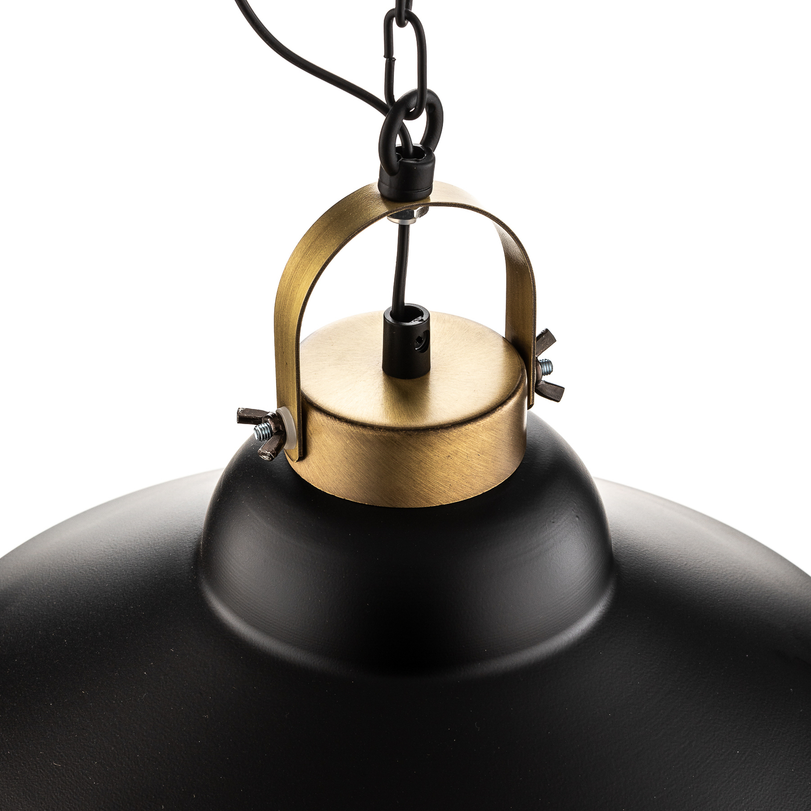 Iron pendant light, black/white/brass antique