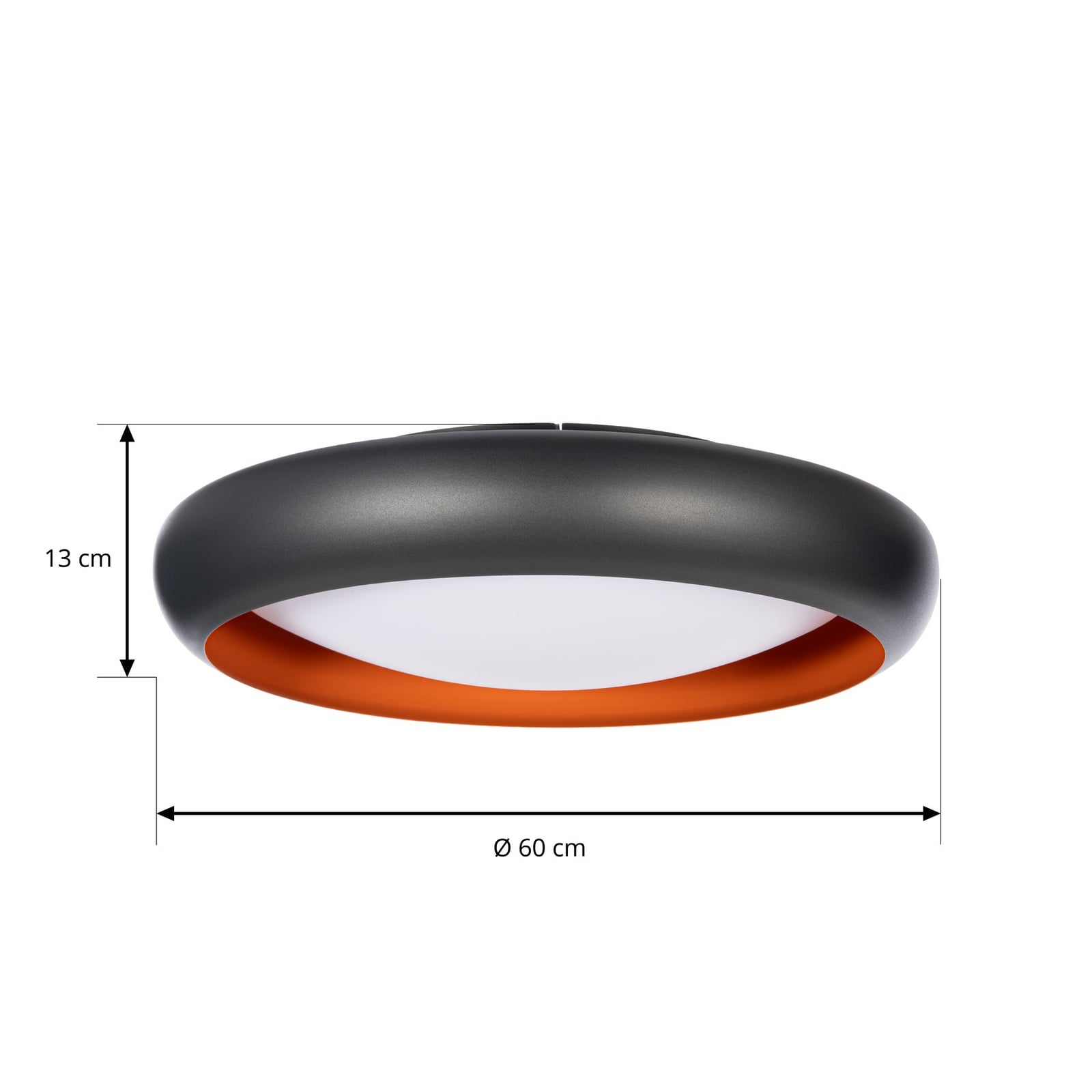 Plafonieră LED Serava, negru/portocaliu, Ø 60 cm, dimabilă - Lindby Plafonieră LED Serava, negru/portocaliu, Ø 60 cm, dimabilă - Lindby