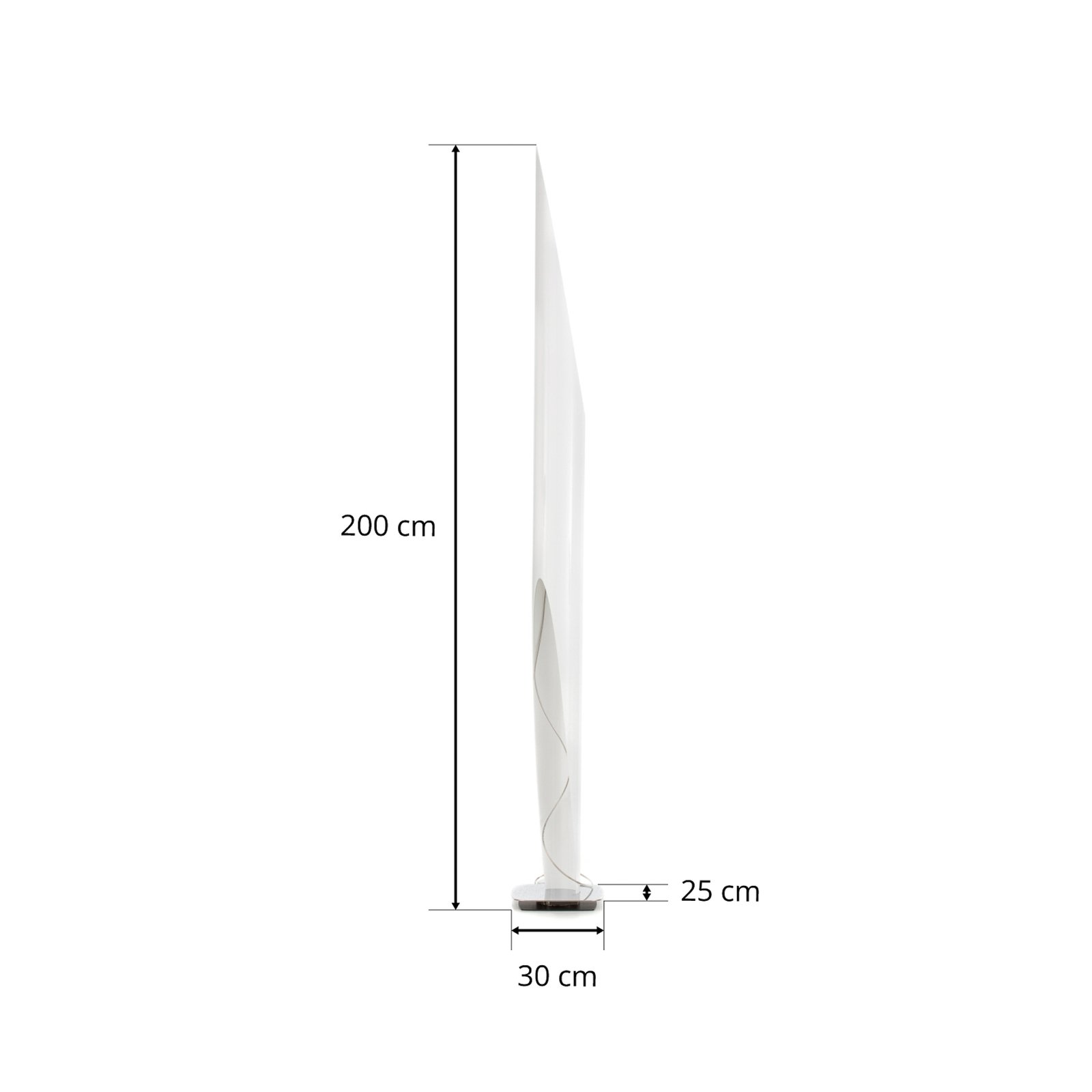 kdln floor lamp Shakti, chrome, white satin, height 200 cm