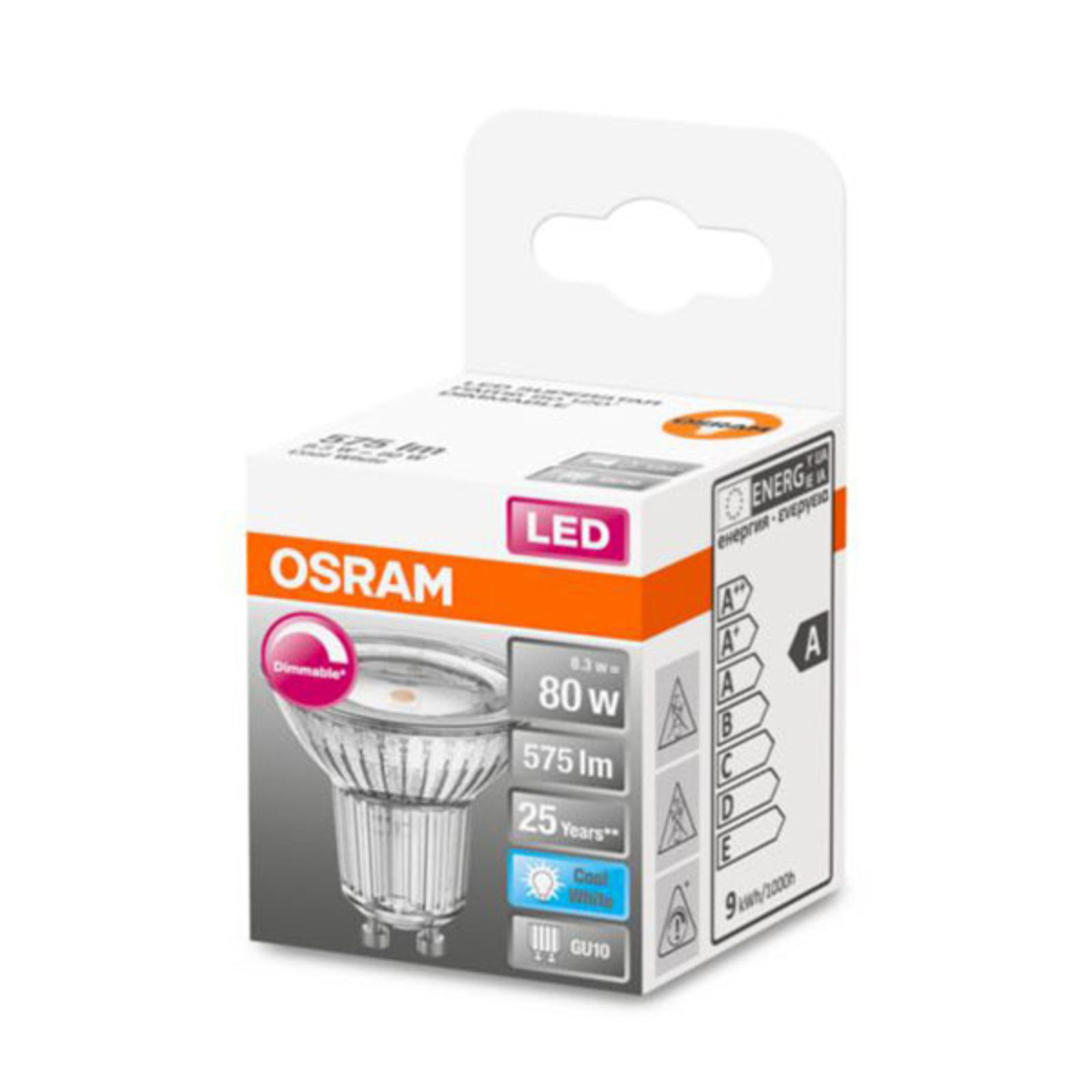 OSRAM LED riflettore vetro GU10 8,3W 940 120° dimm