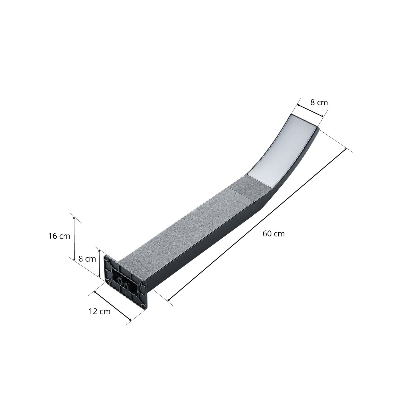 Borne lumineuse LED Lindby Ilvita, 60 cm, anthracite, métal, IP54