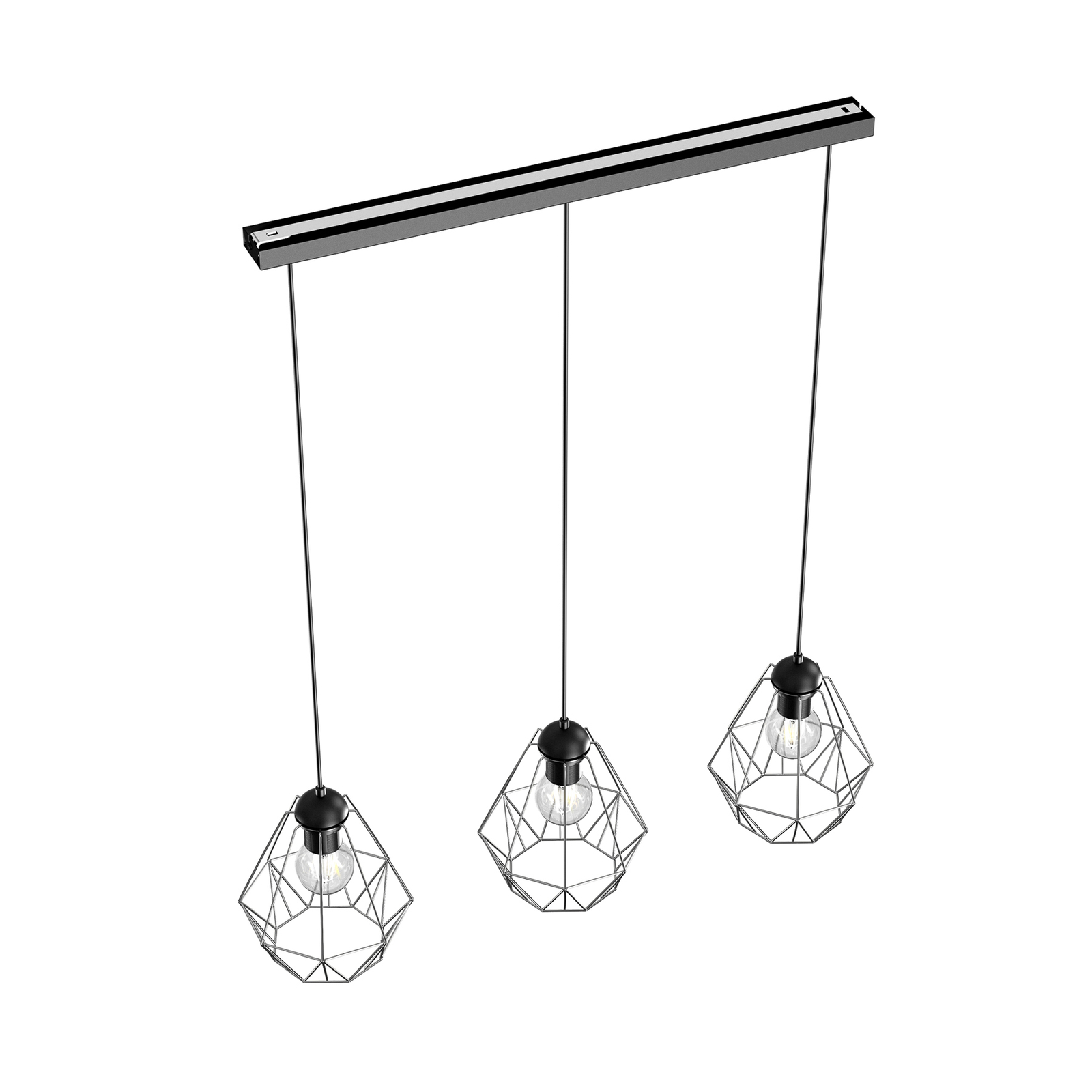 Jin hanglamp, zwart/chroom, 3-lamps, linear