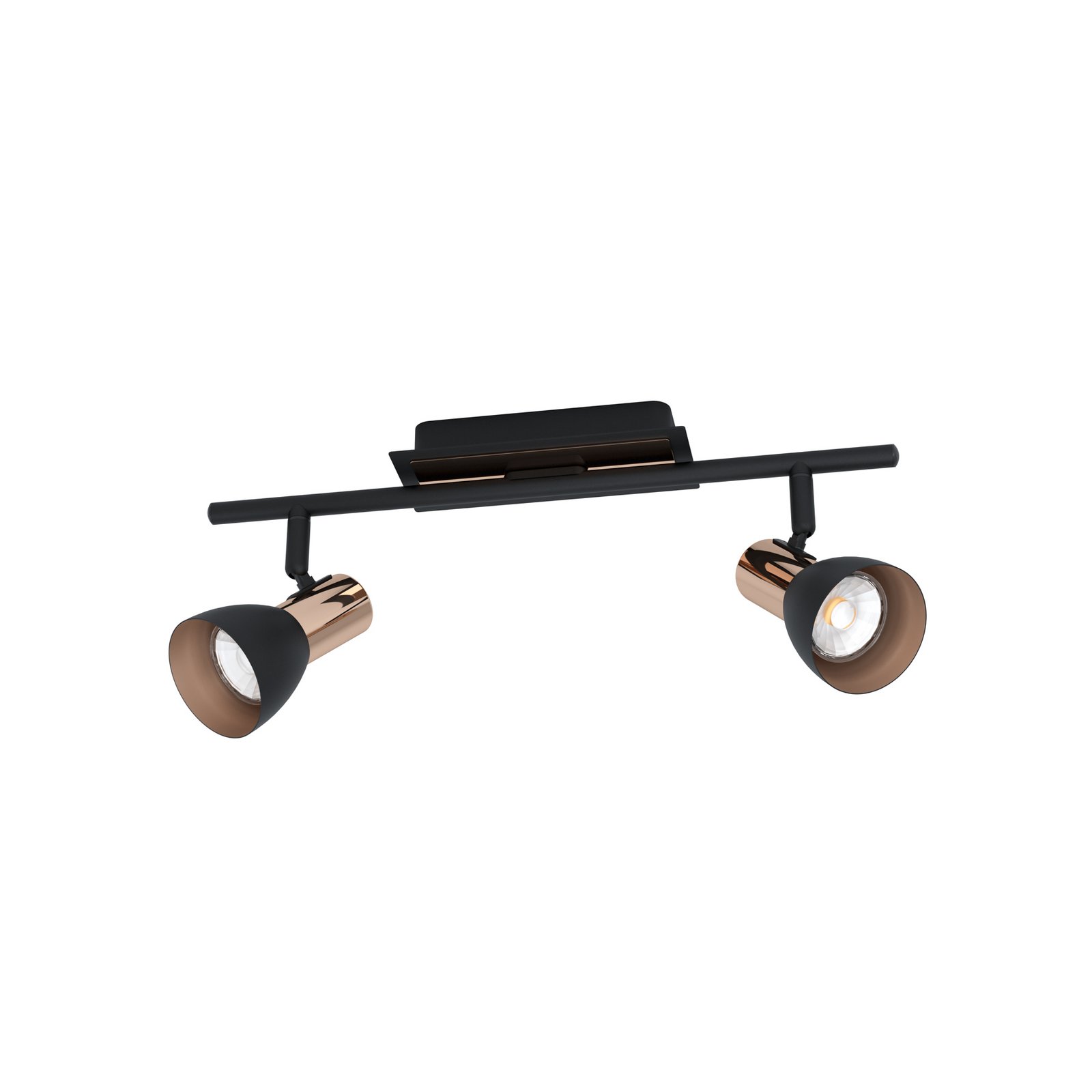 Barnham LED loftspot, længde 39,5 cm, sort/kobber