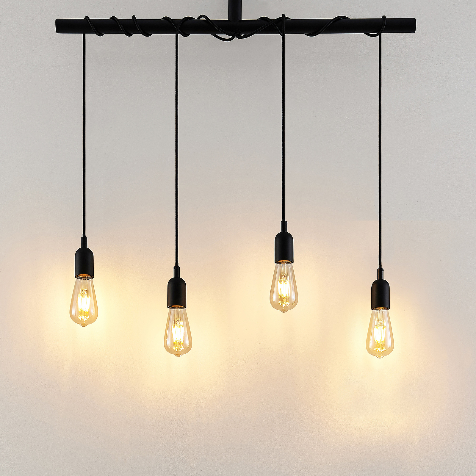 Lindby Kravos lámpara colgante 4 luces, negro