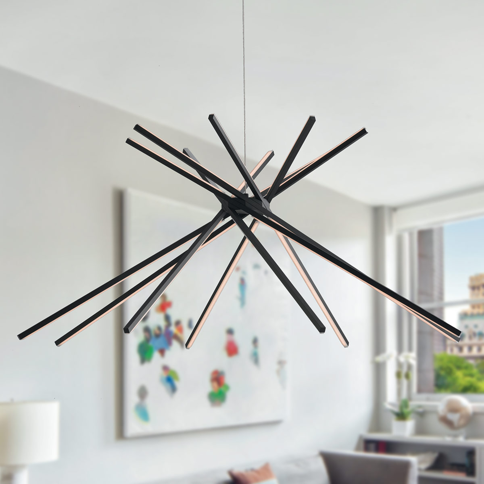 Eco-Light Shanghai LED hanging light, black, for Living / Dining Room, aluminium, plastic, 50 W, energy efficiency: A+