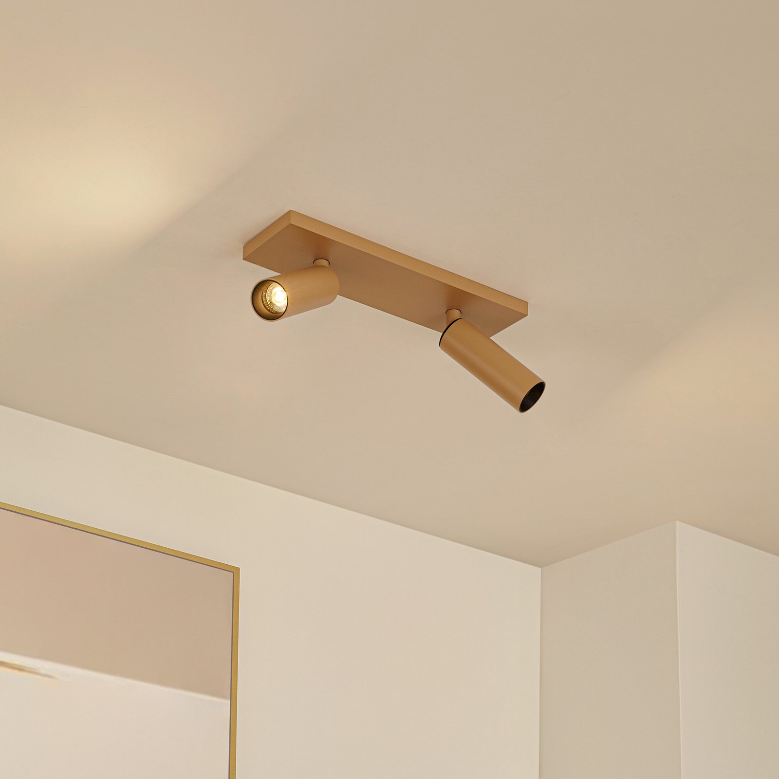 Arcchio Brinja Slim ceiling spotlight, brown, 2-bulb, GU10 MR11