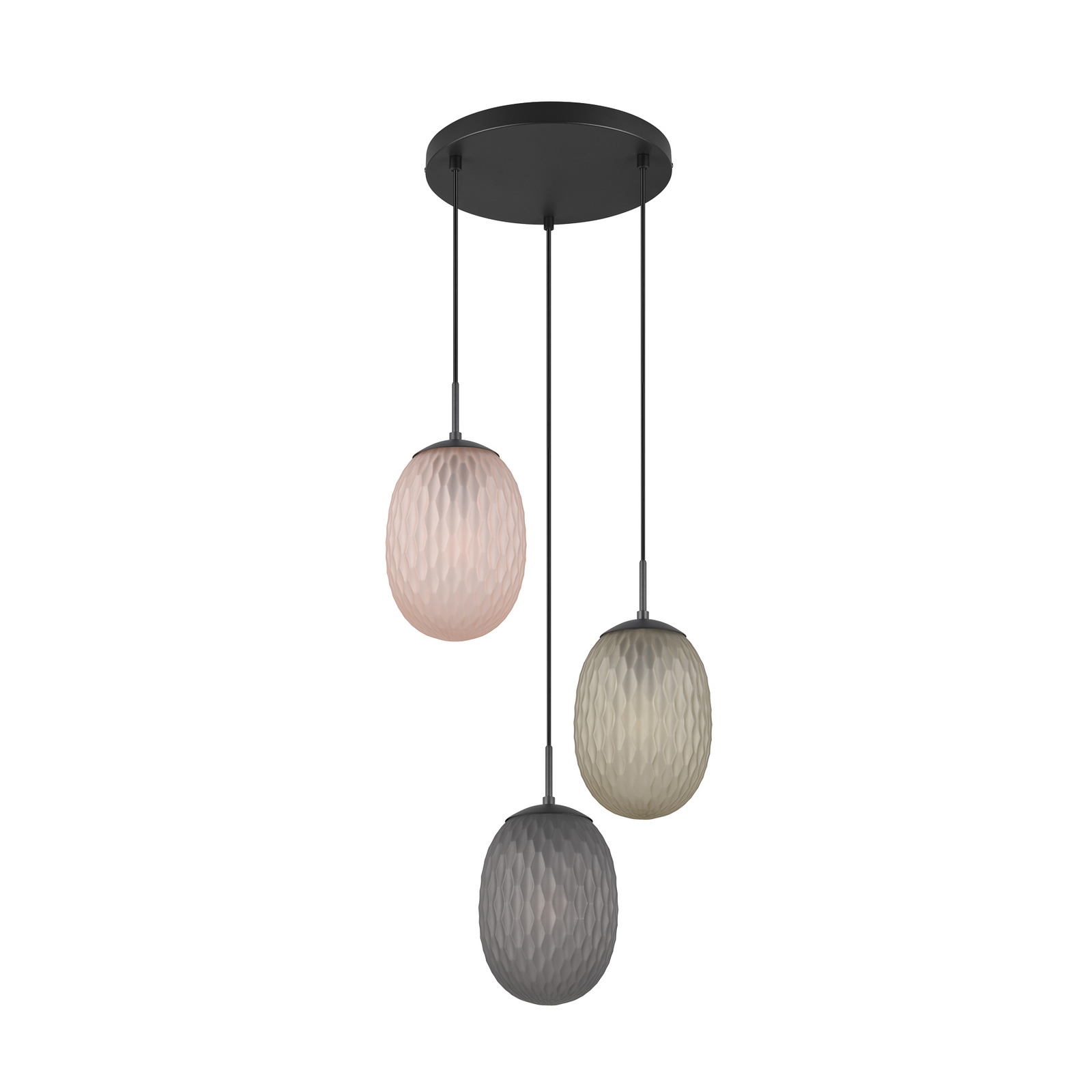 Hanglamp Facette, meerkleurig, Ø 43 cm, 3-lamps, glas