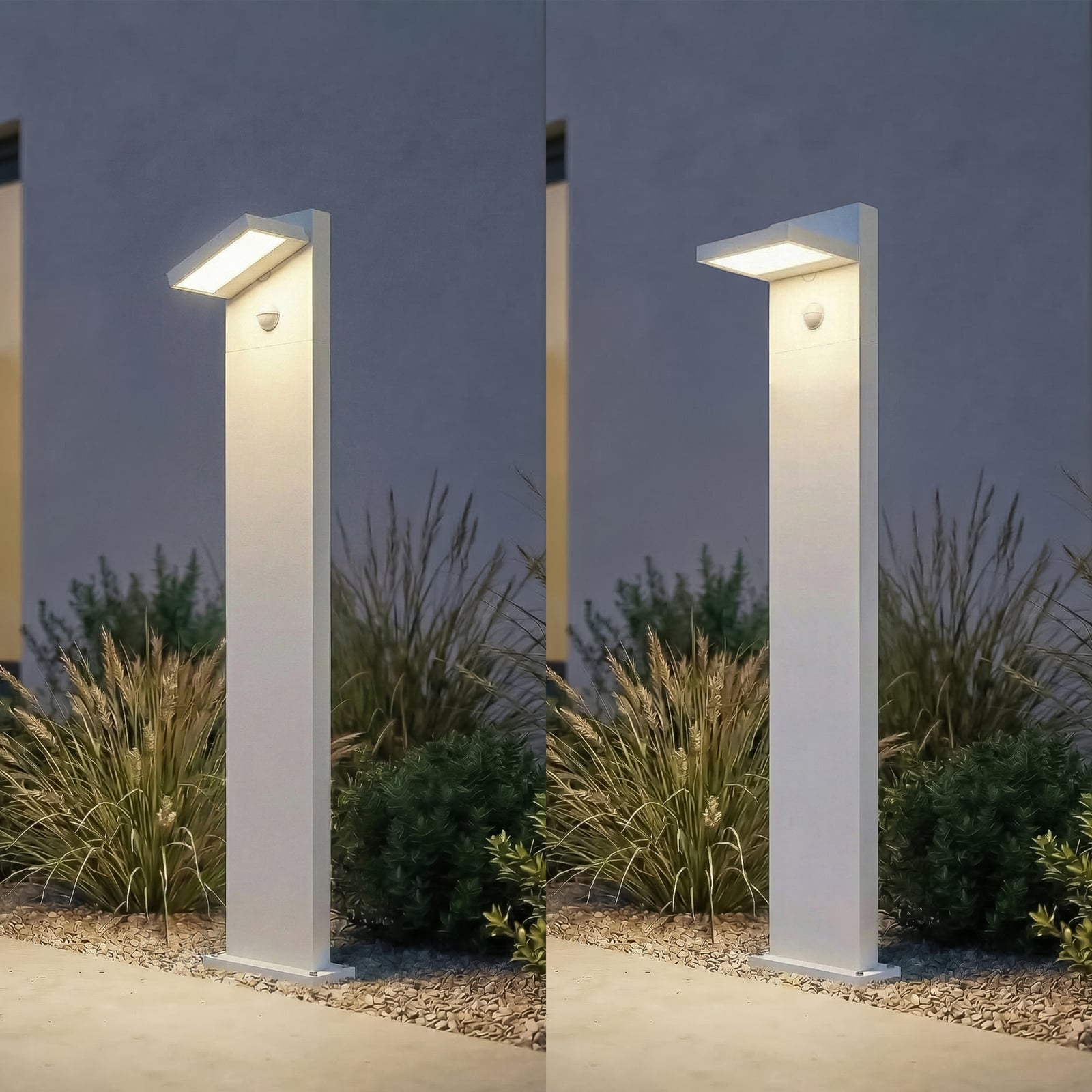 Lucande LED-Wegeleuchte Silvan, weiß, 100 cm, Sensor, IP54