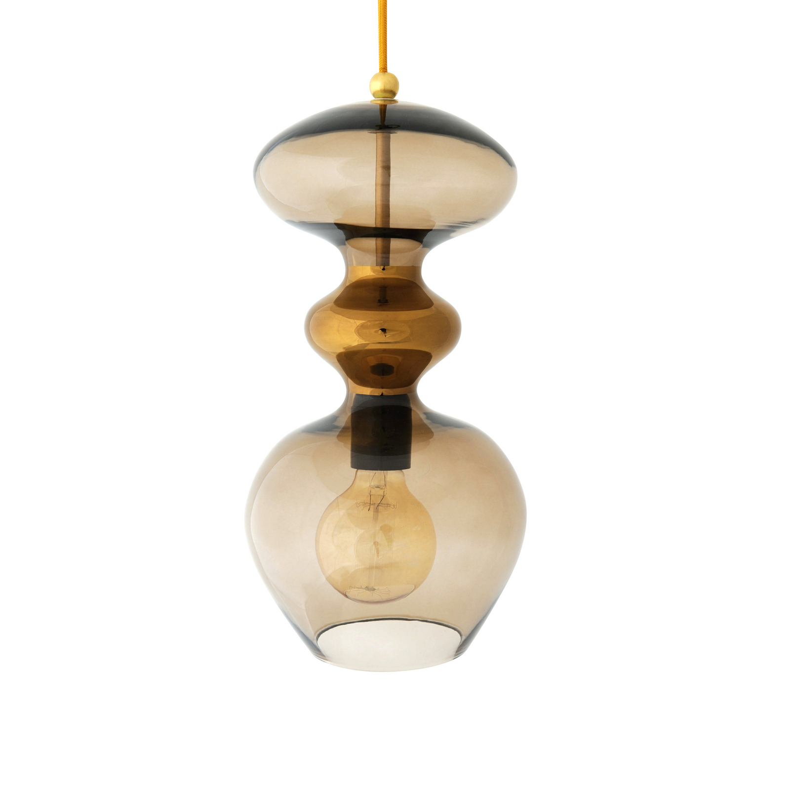 EBB & FLOW pendellampa Futura M, brun, glas, Ø 18 cm, E27