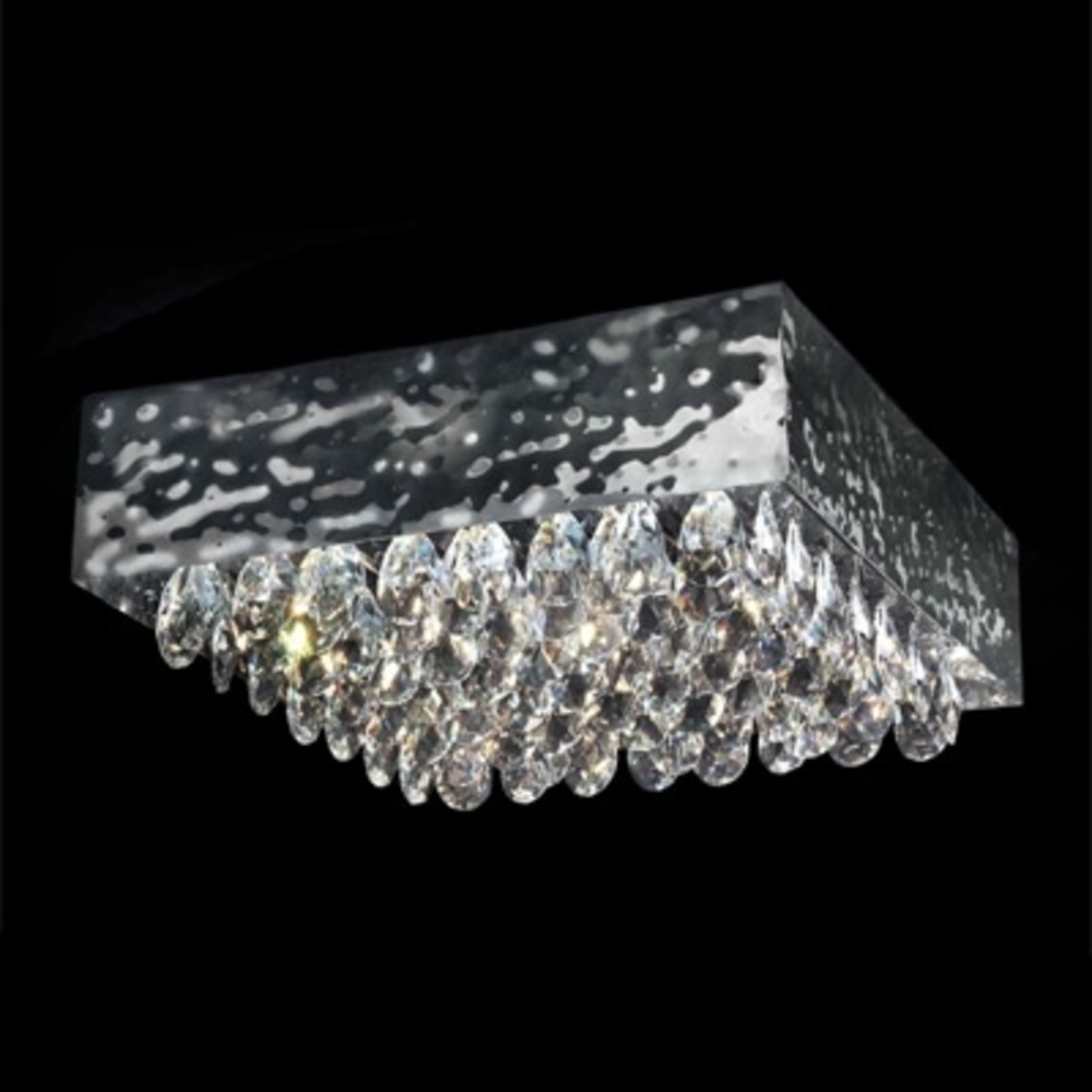 Candeeiro de teto MAGMA, pendente em cristal transparente, 51x51cm