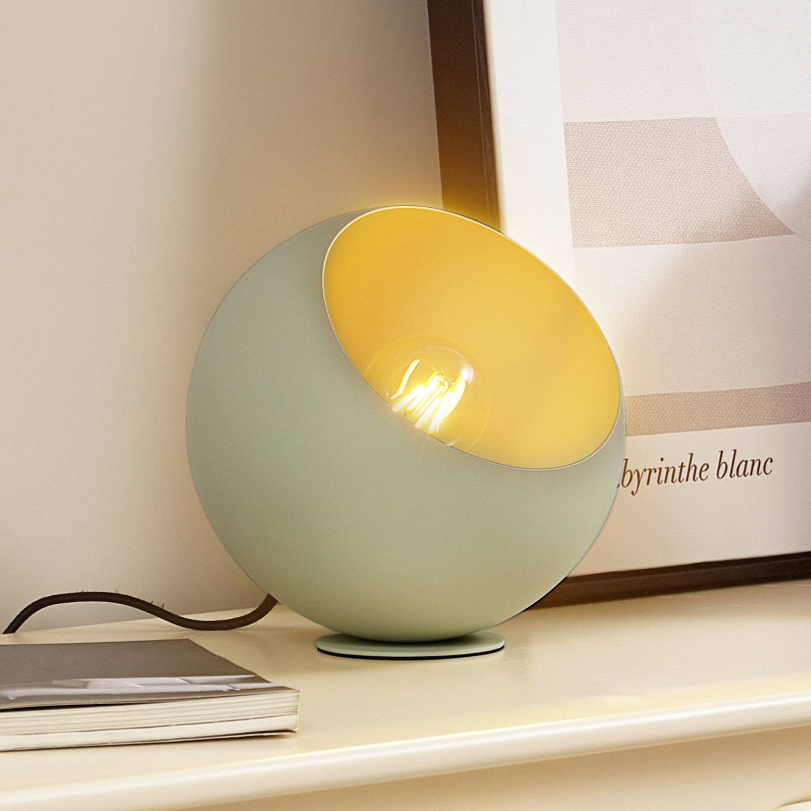 Lindby lampe à poser Solomia vert fer Ø 20 cm