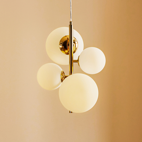 Hängeleuchte Dione, vierflammig, gold