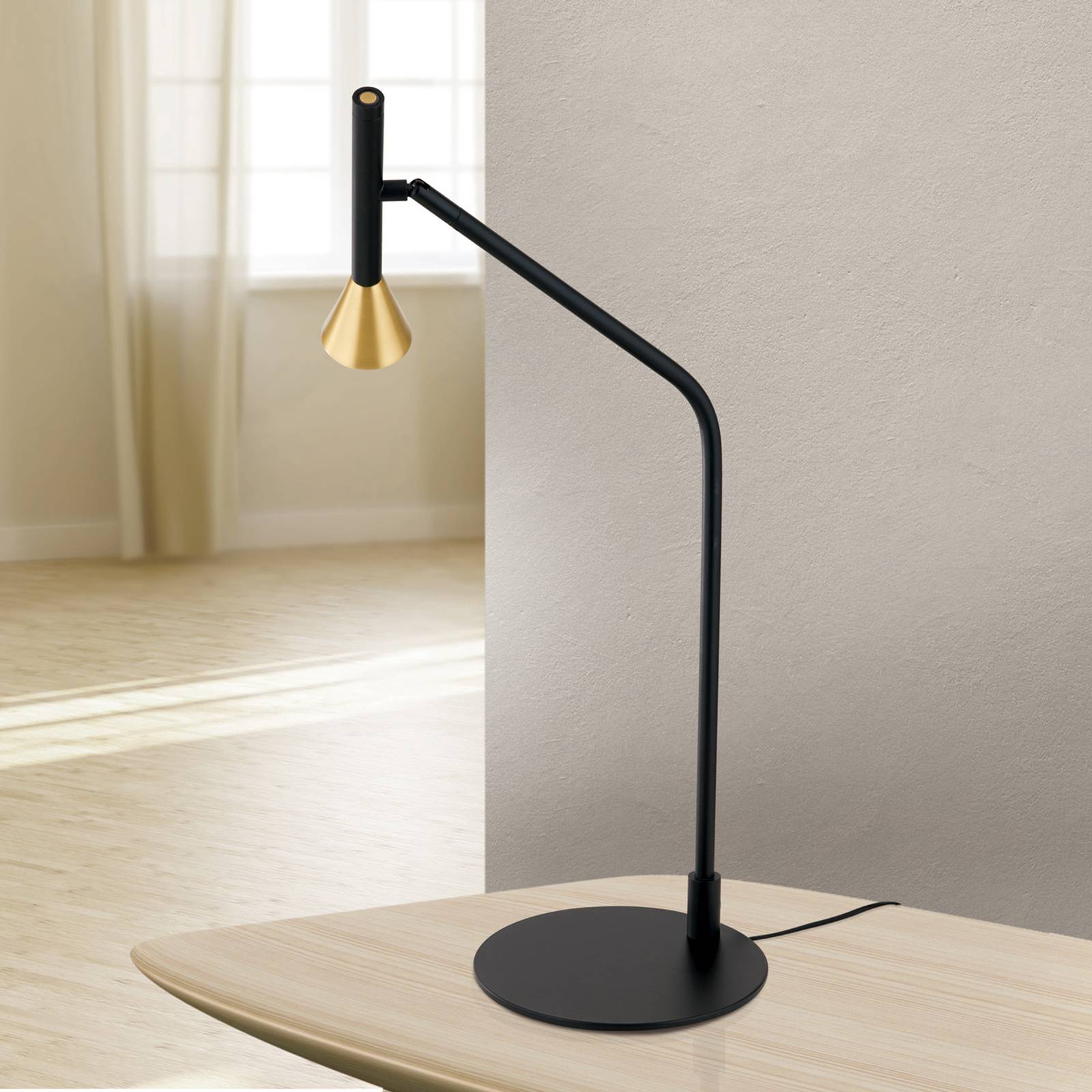 Lampa stołowa LED Odeon, czarna, obrotowa