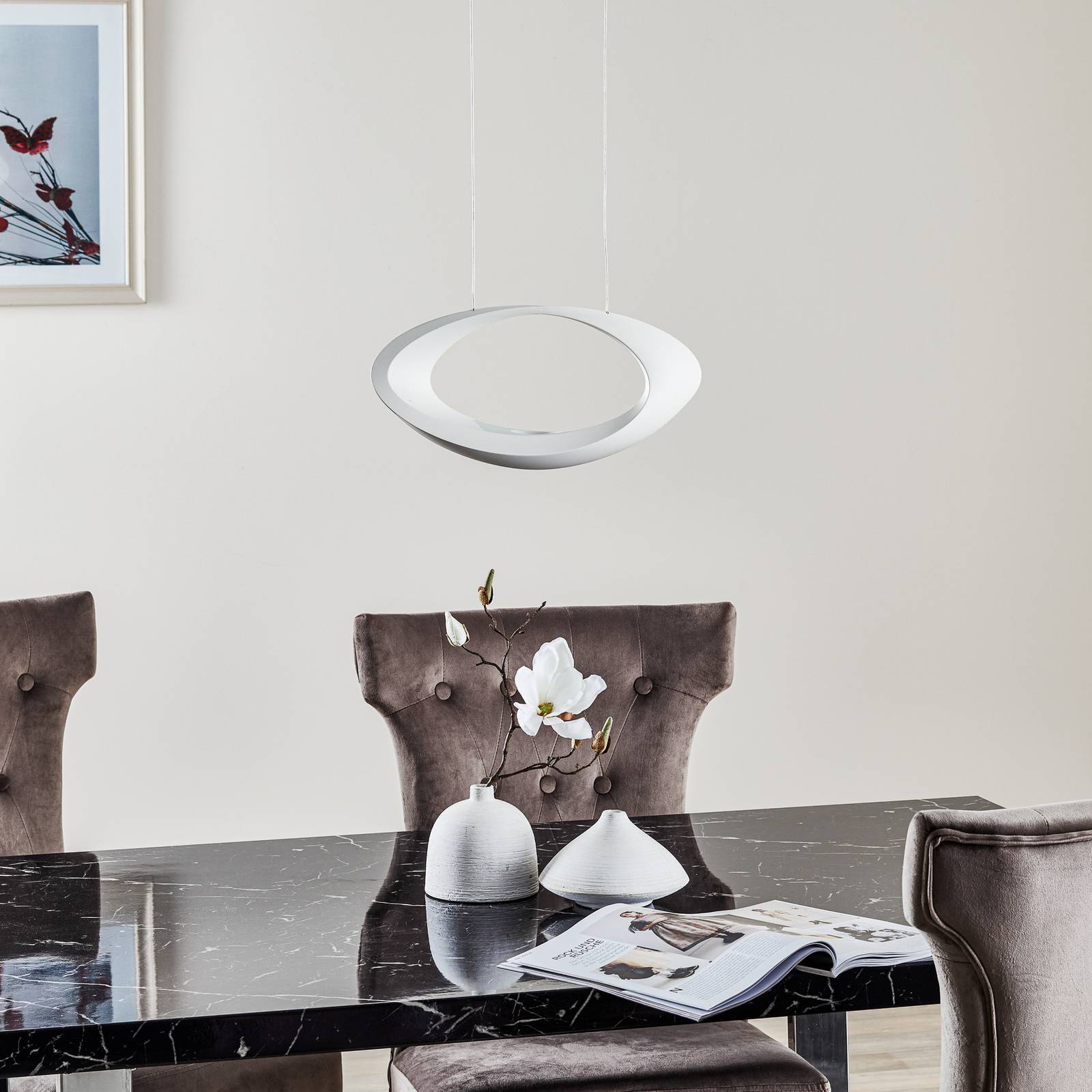 Biała lampa wisząca LED Cabildo, 2.700 K