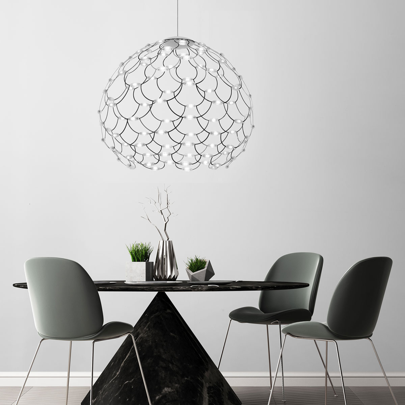 Sforzin Black Lamoi LED hanging lamp 80 cm, for Living / Dining Room, metal, 99 W, energy efficiency: A++, H: 68 cm