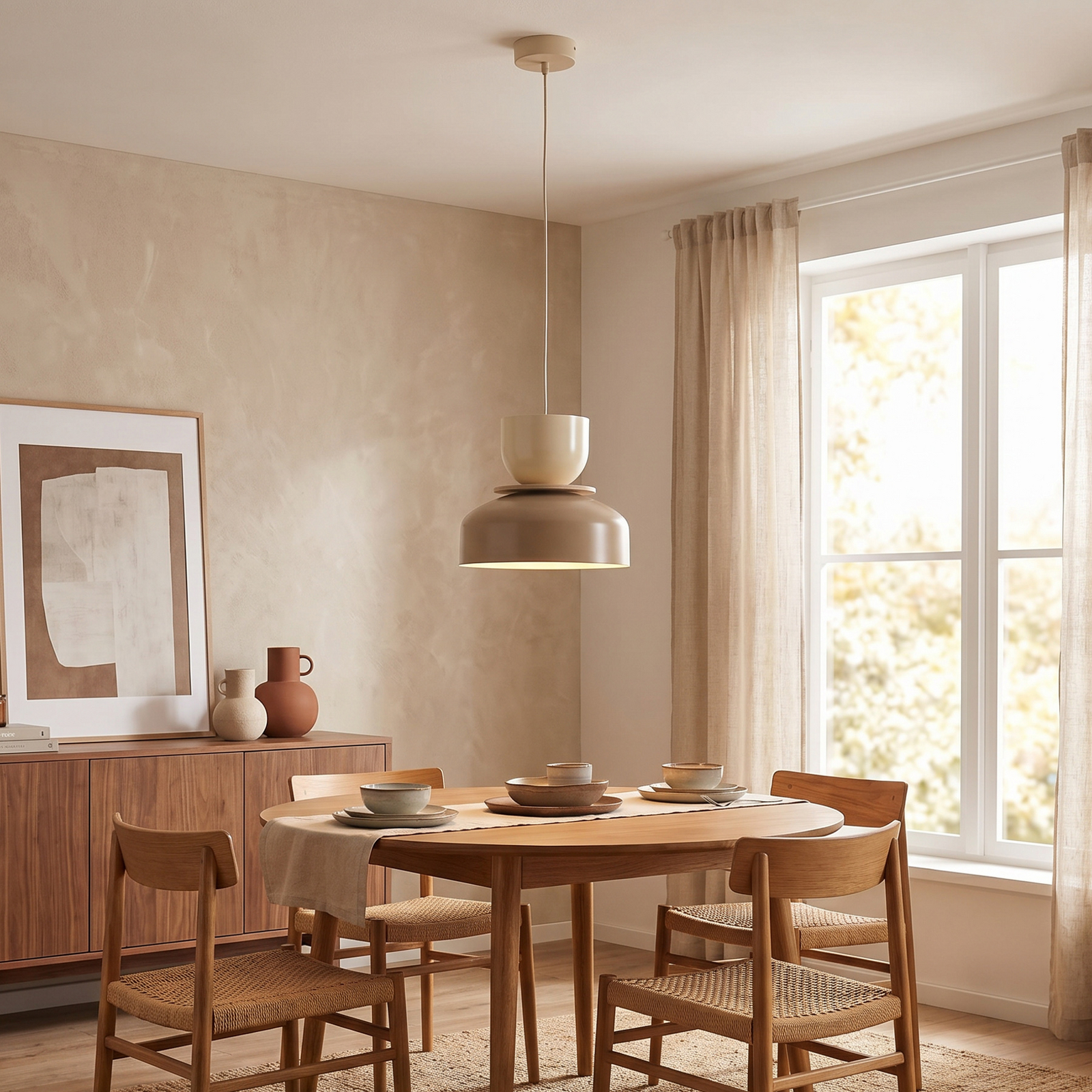 Hängeleuchte Uto, beige/creme, Ø 30 cm, Metall