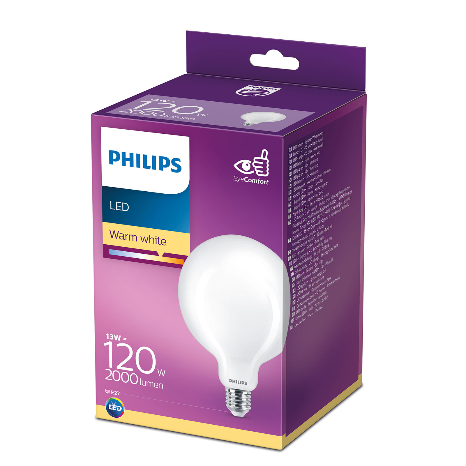 Philips LED Classic Globelampe E27 G120 13W matná