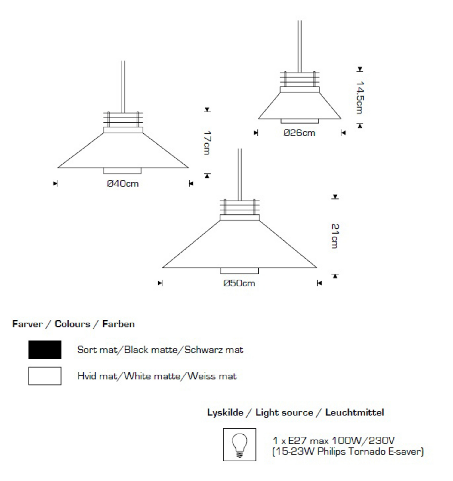 Basic Lustră Pendul Black ø500 - CPH Lighting