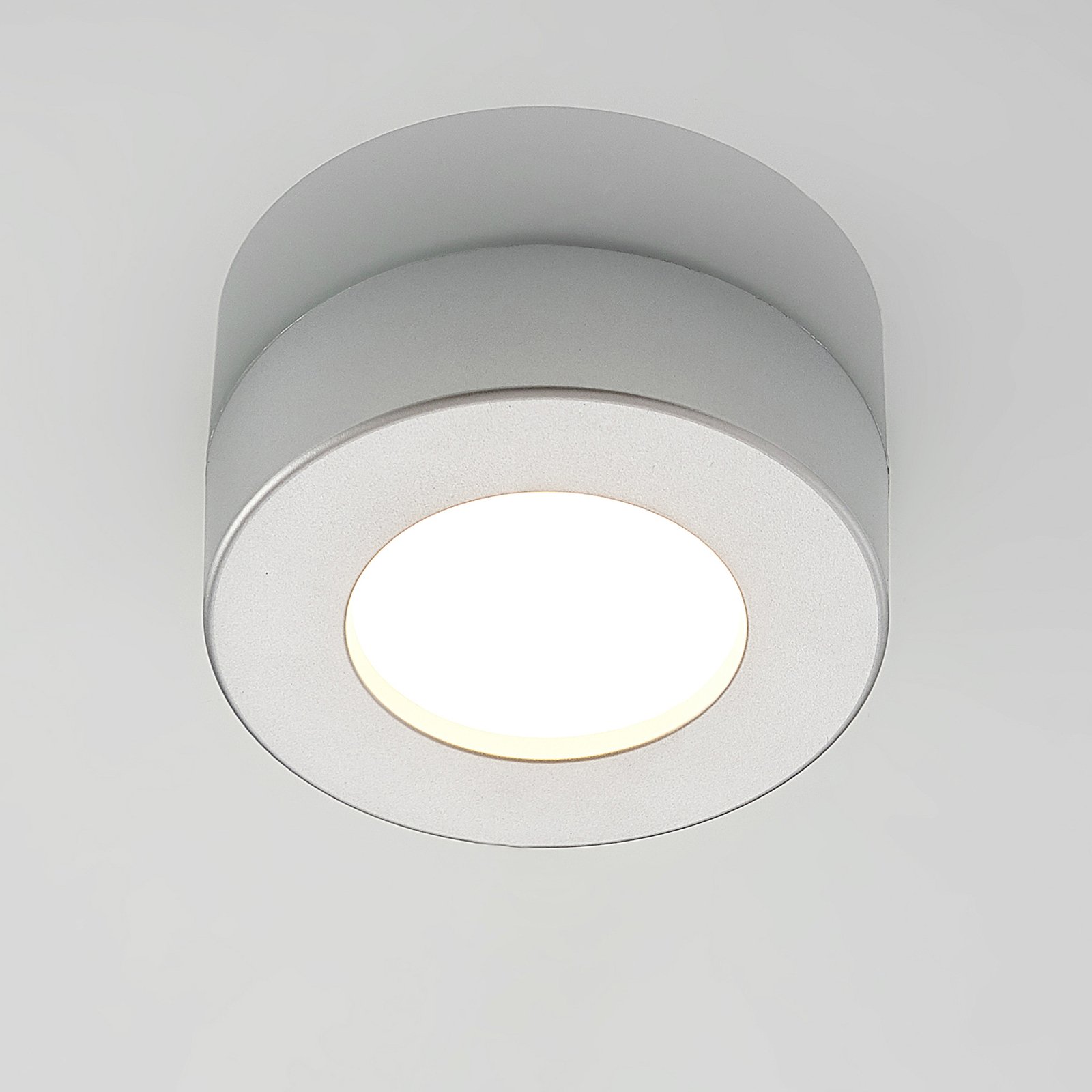 Prios Edwina LED plafondlamp, zilver, 12,2 cm