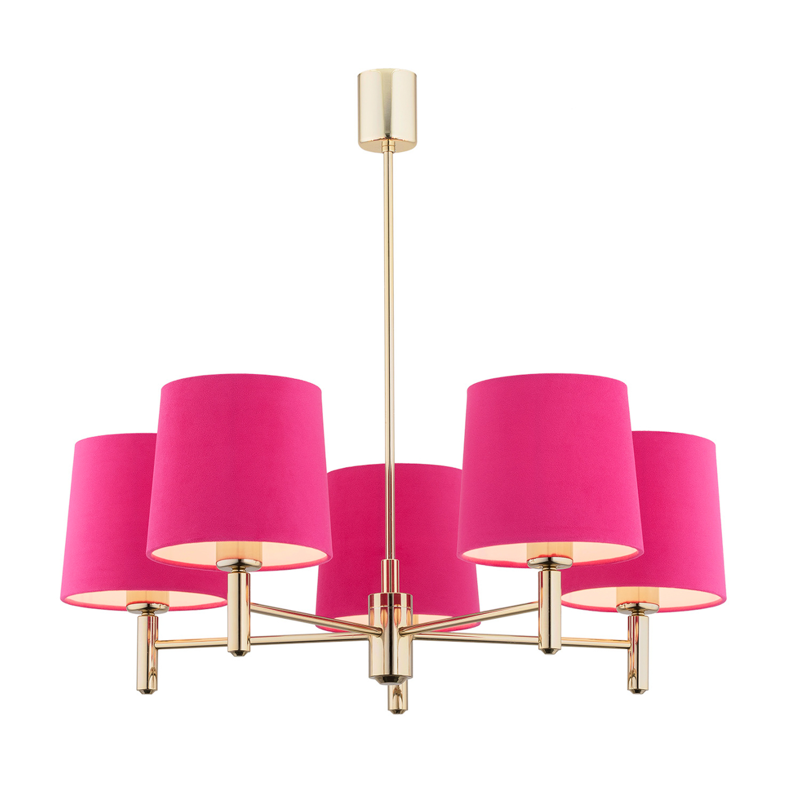 Hanglamp Polo 5-lamps messing/roze