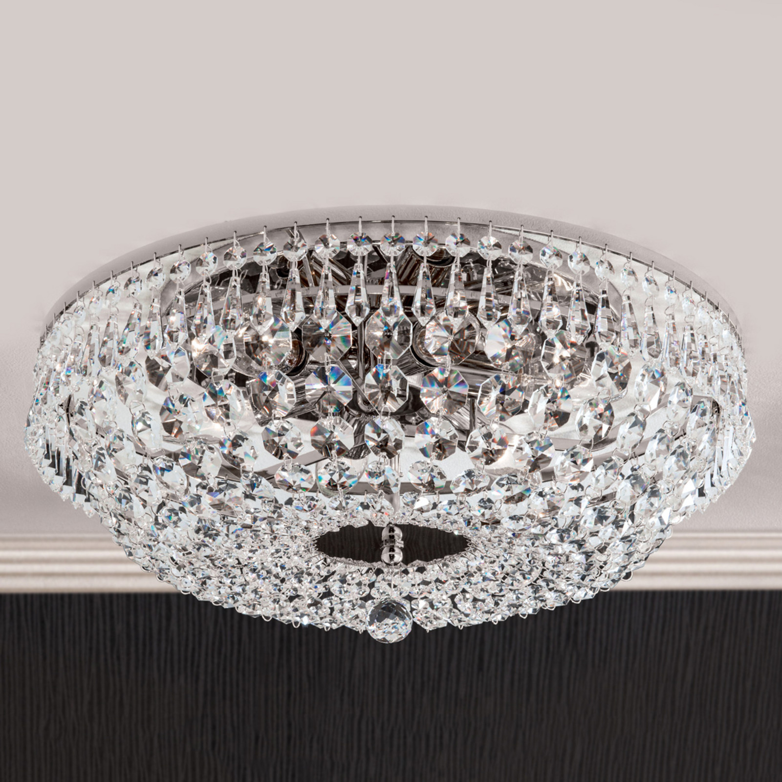 ORION Plafonieră cristal cromată SHERATA 45 cm - Camera de zi / sufragerie - Antichitate - crom transparent - Metal