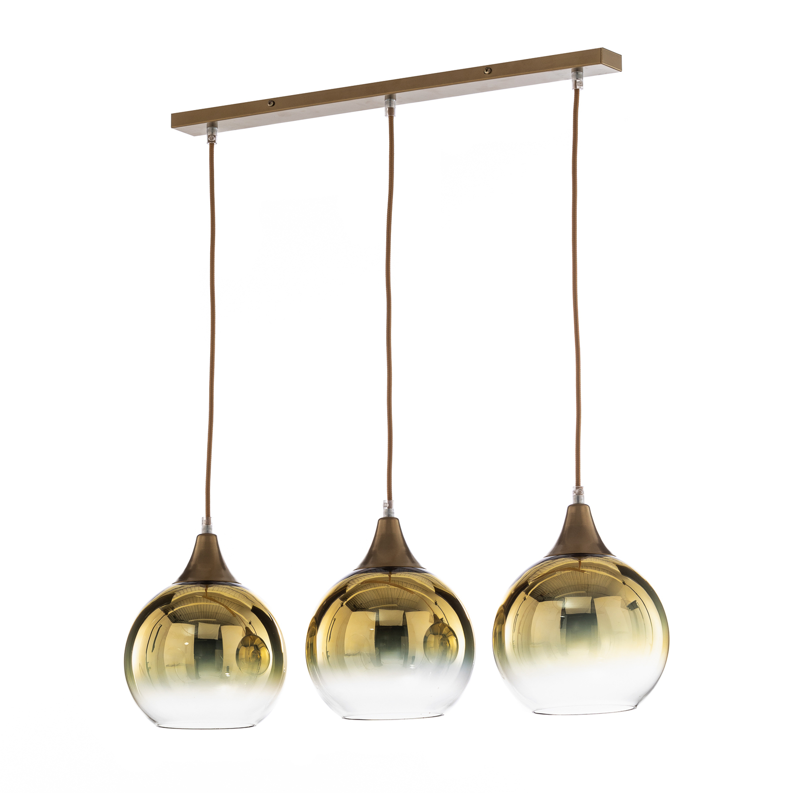 Monte pendant light, 3-bulb, linear, gold