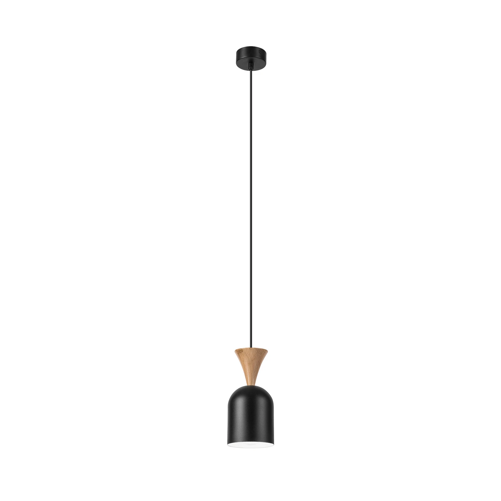 Suspension Nolan, Ø 11 cm, noir/chêne, métal/bois