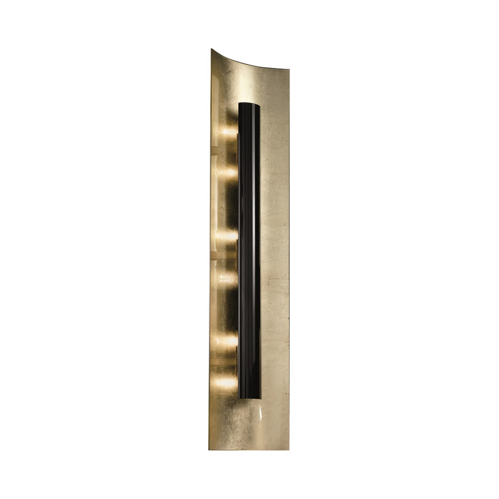 Aura Gold wall light, black shade, height 45 cm
