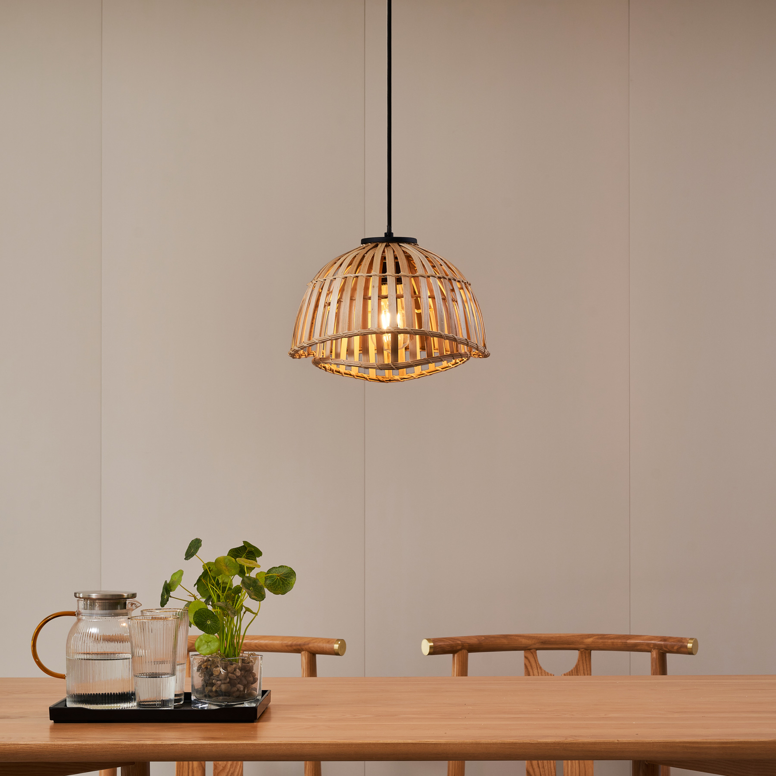 Lindby Dabila suspension bambou Ø 30 cm
