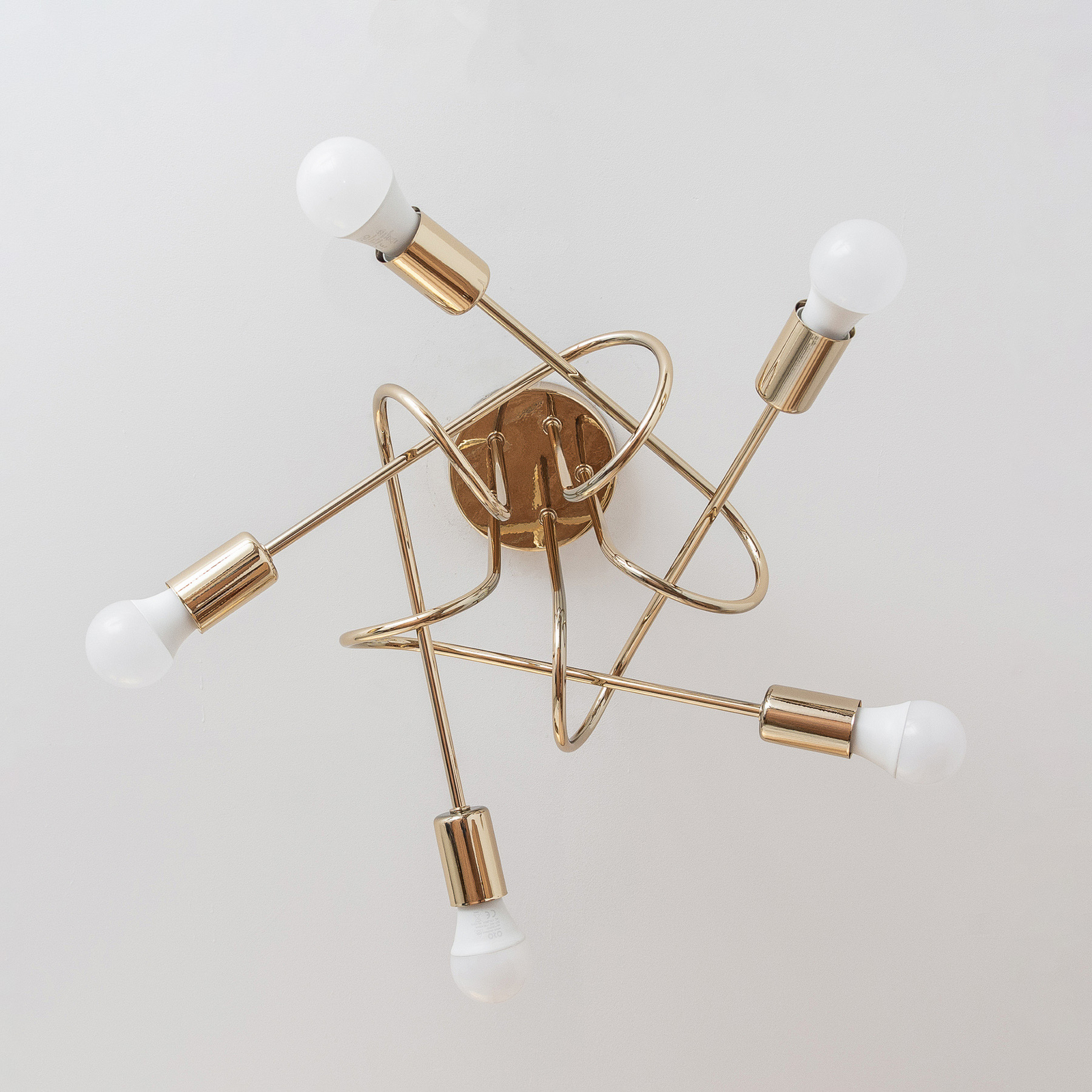 Plafonnier Oxford, doré, à 5 lampes, Ø 47 cm, métal