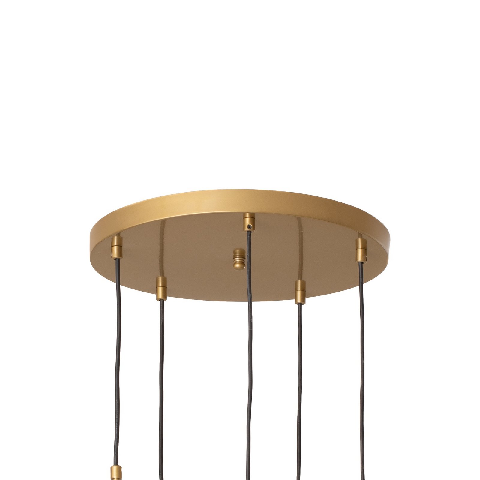 Suspension Orbital, blanc/doré, à 5 lampes, verre, métal, E14