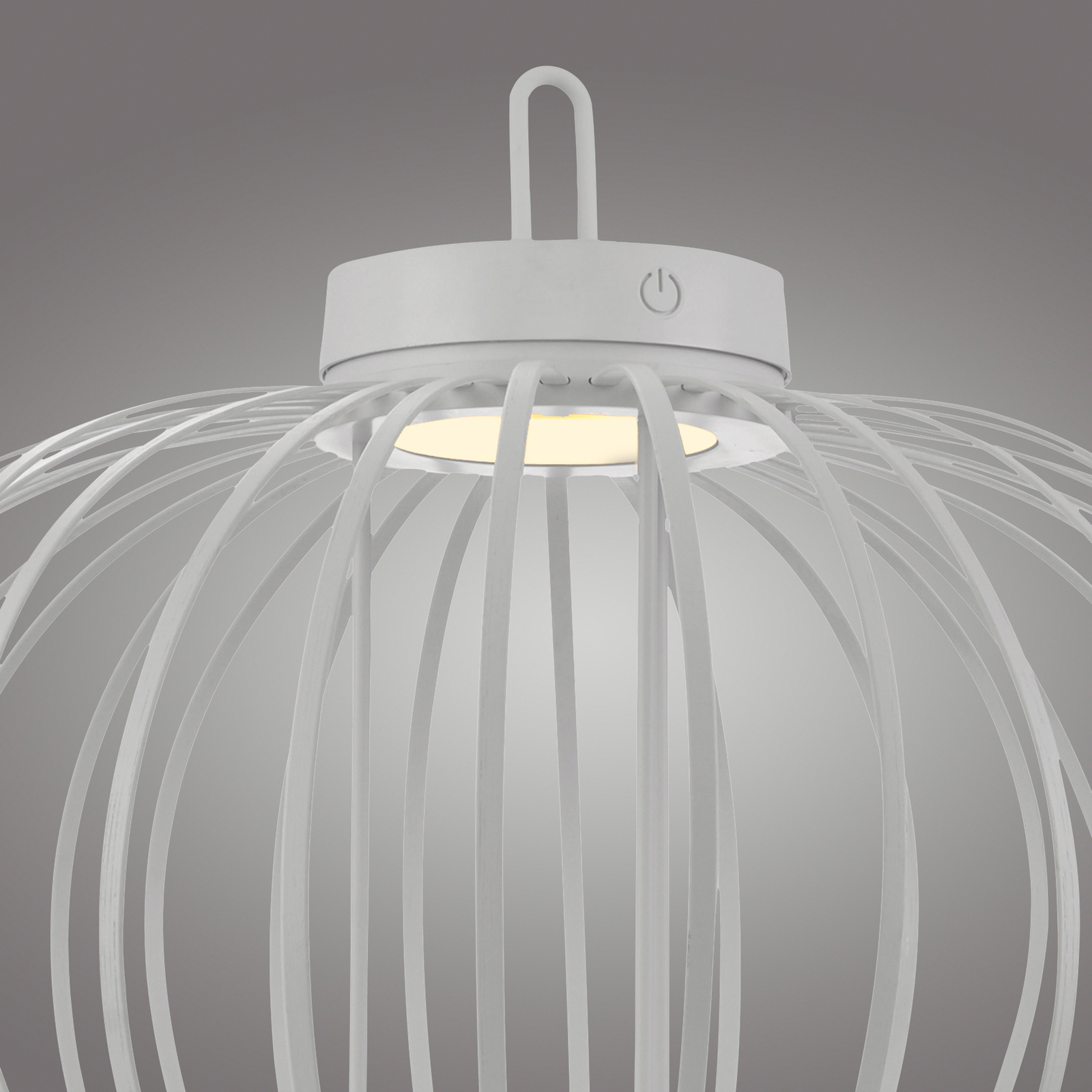 JUST LIGHT. Akuba LED tafellamp, wit, 37 cm, bamboe