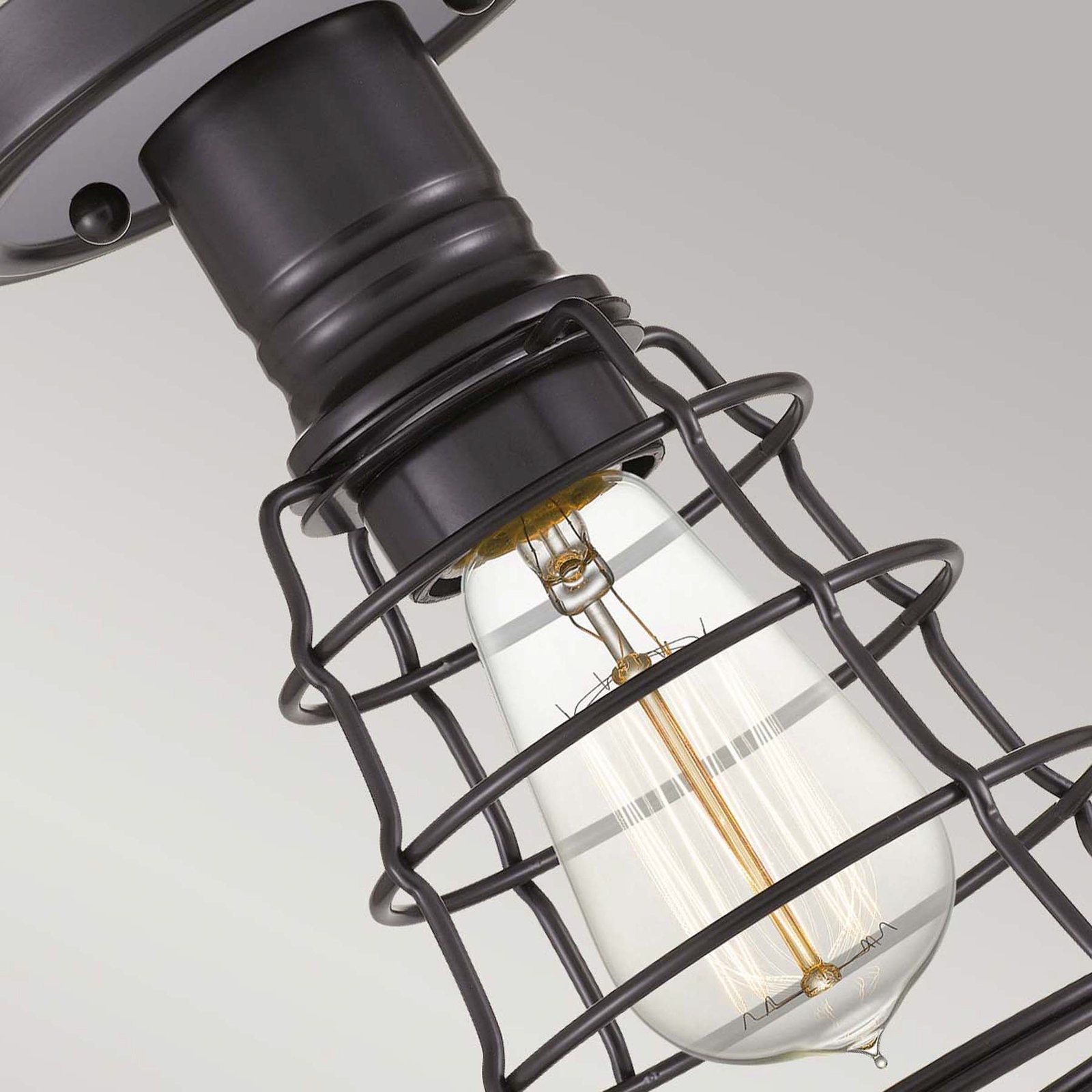 Mite ceiling light with metal cage, bronze