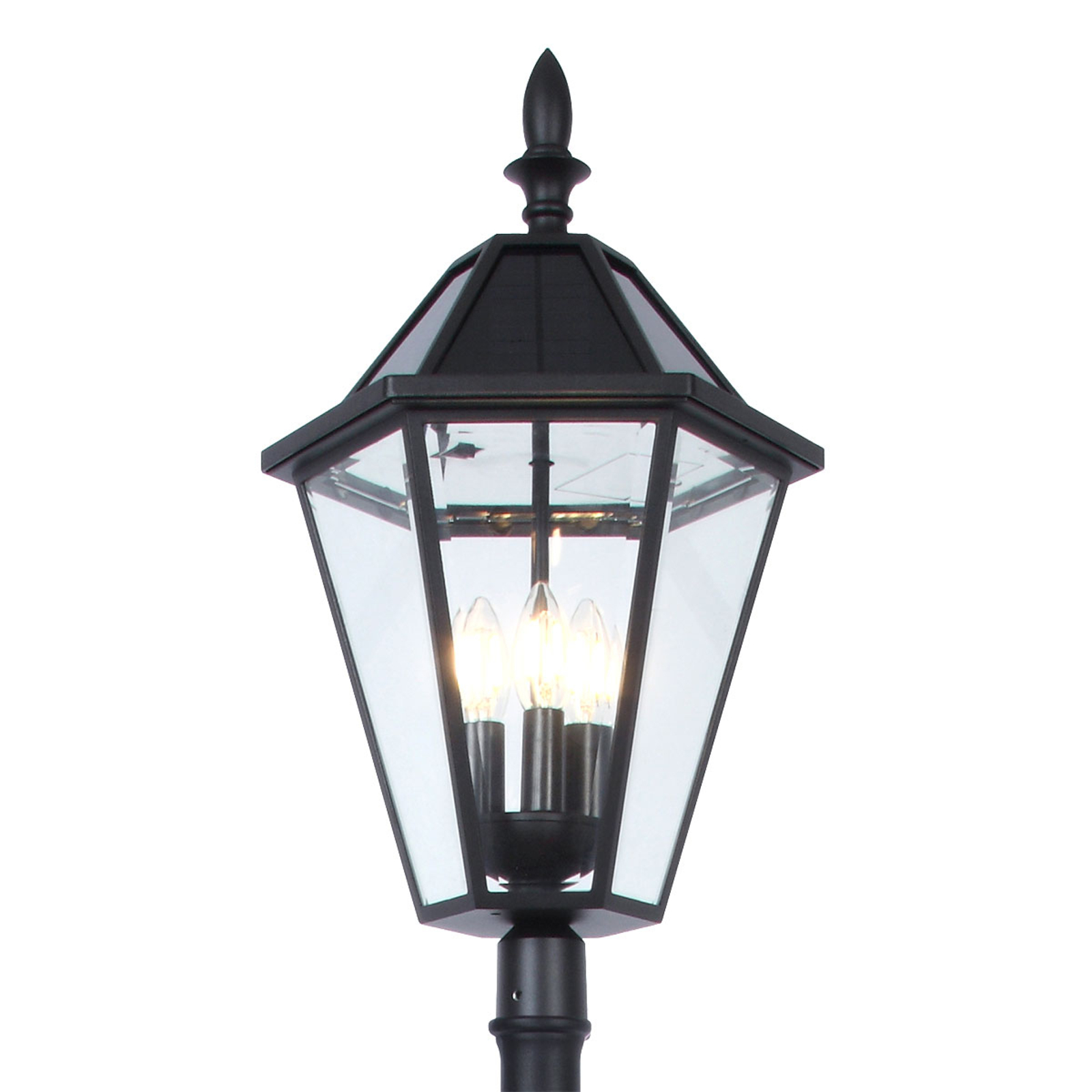 Solcellslyktstolpe London med retrofit LED-lampor