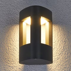 Lucande LED външна стенна лампа Pirron, триъгълна, метал, IP54