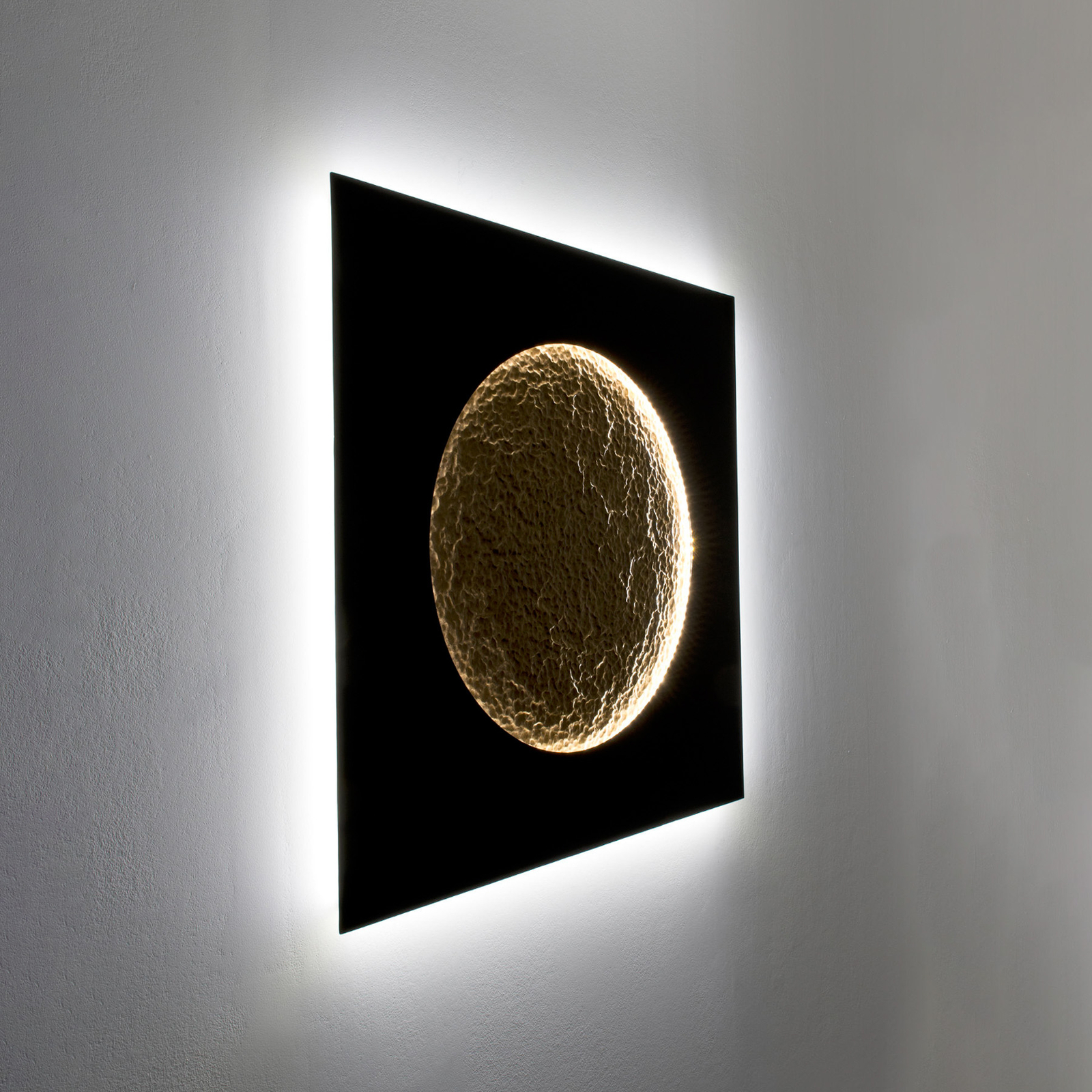 Plenilunio aplique de pared LED, marrón/dorado, ancho 100 cm
