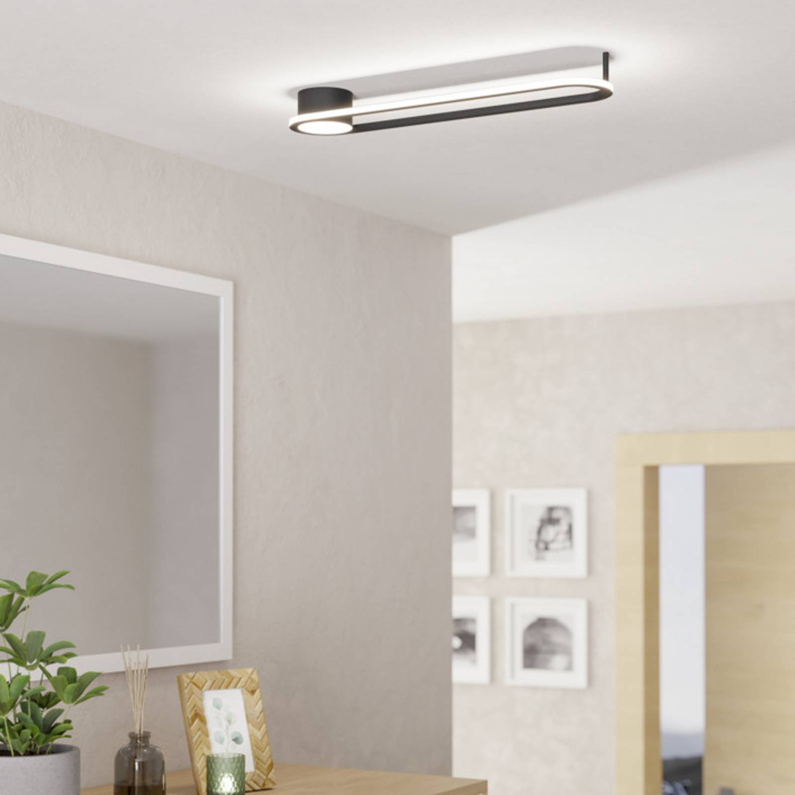 EGLO LED plafondlamp COLLECORVINO, zwart, lengte 50 cm, CCT