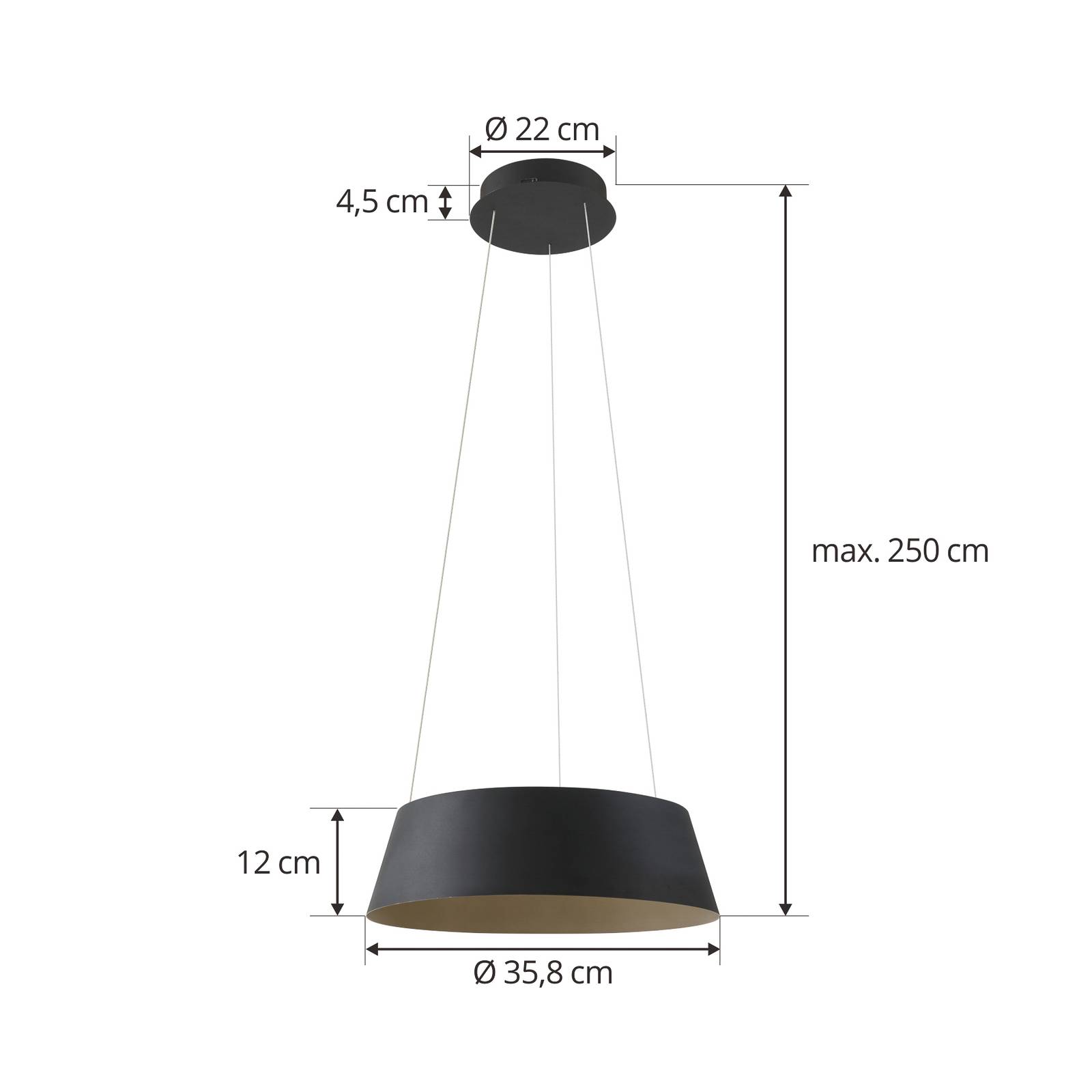 Lampa wisząca Lucande LED Belsar, czarny, aluminium, CCT